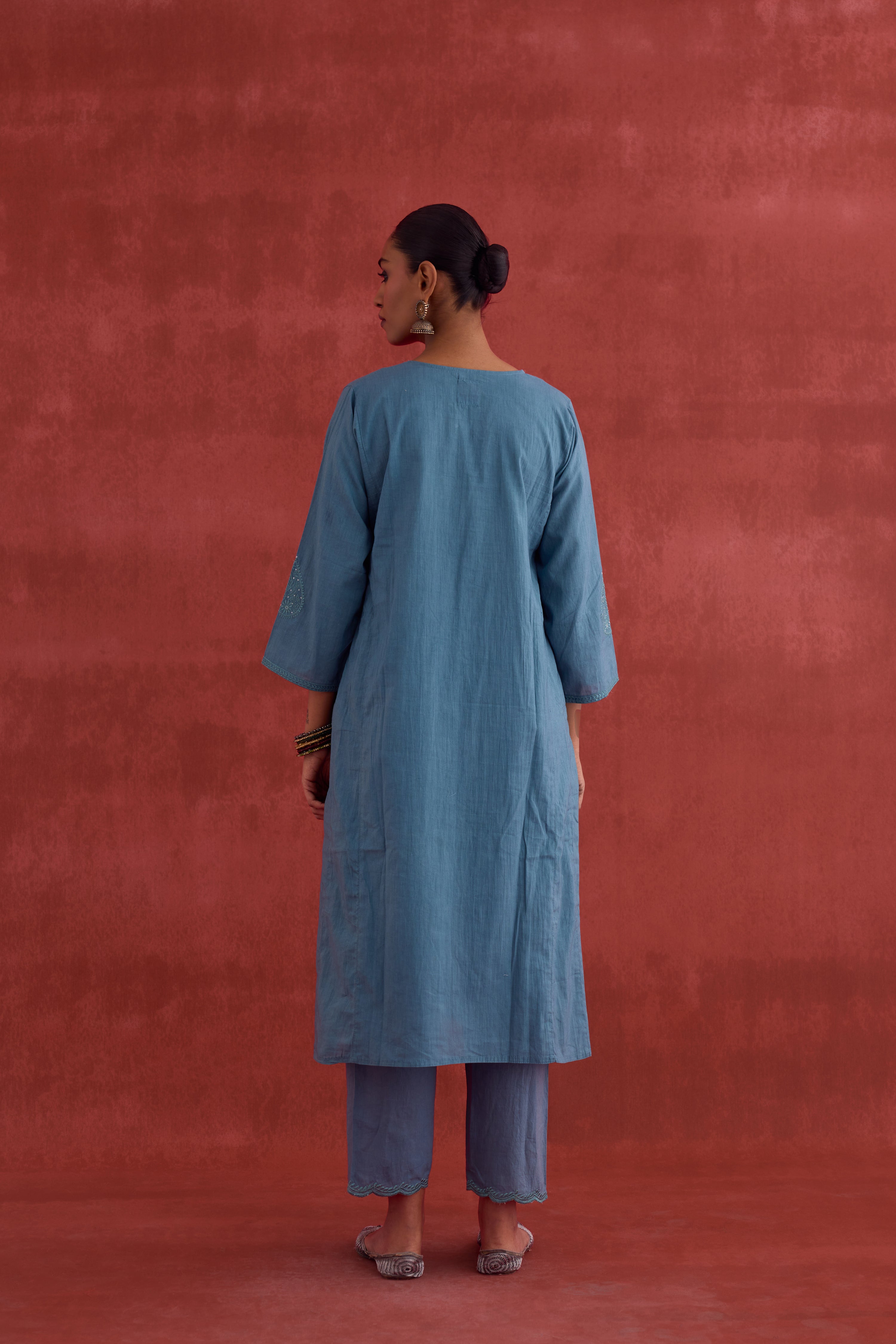 Tulsi Embroidered Kurta Teal Blue (10039795024171)