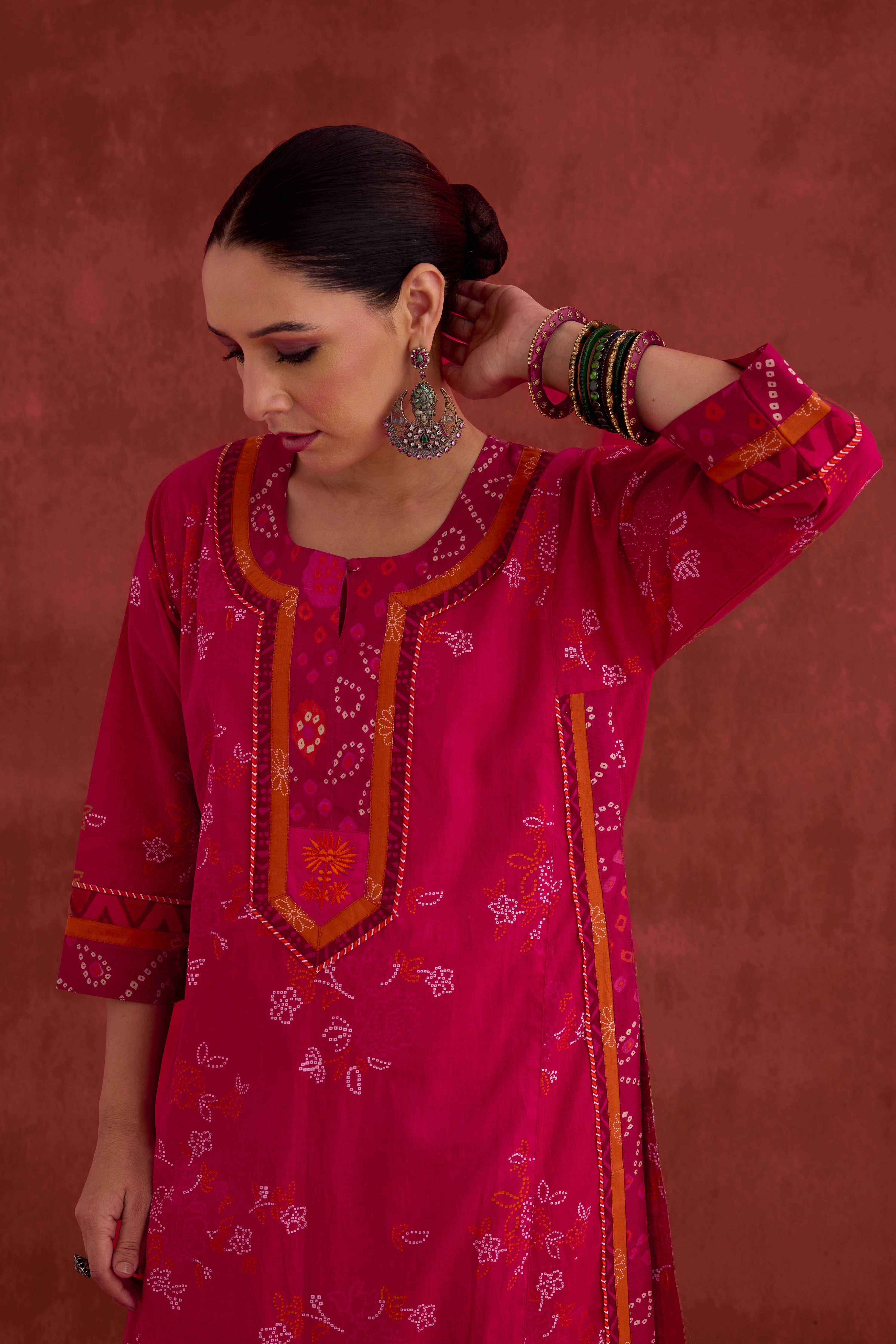 Anu Cotton Printed Kurta Pink (10039604019499)