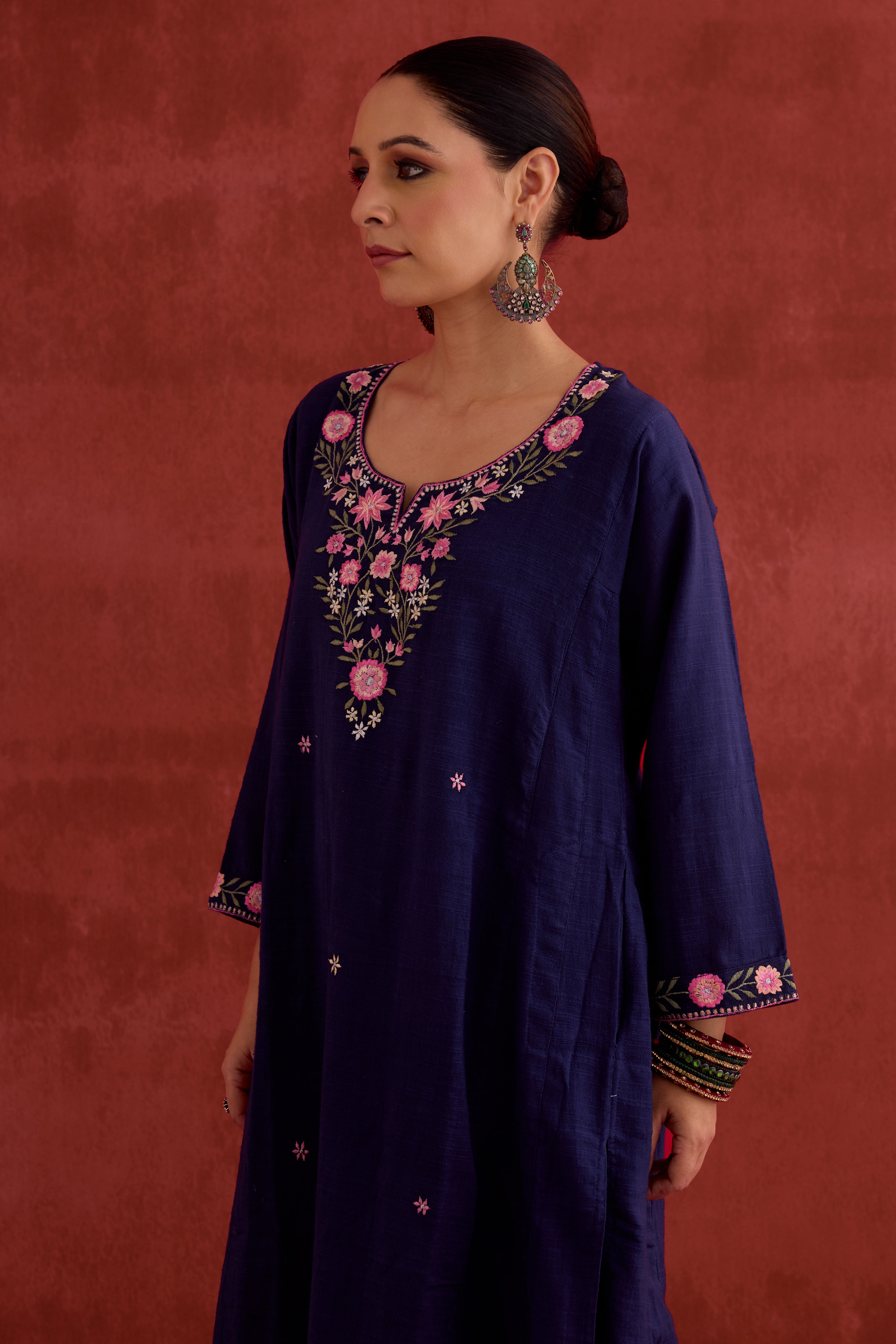 Tulsi Embroidered Kurta Dark Blue (10039951622443)