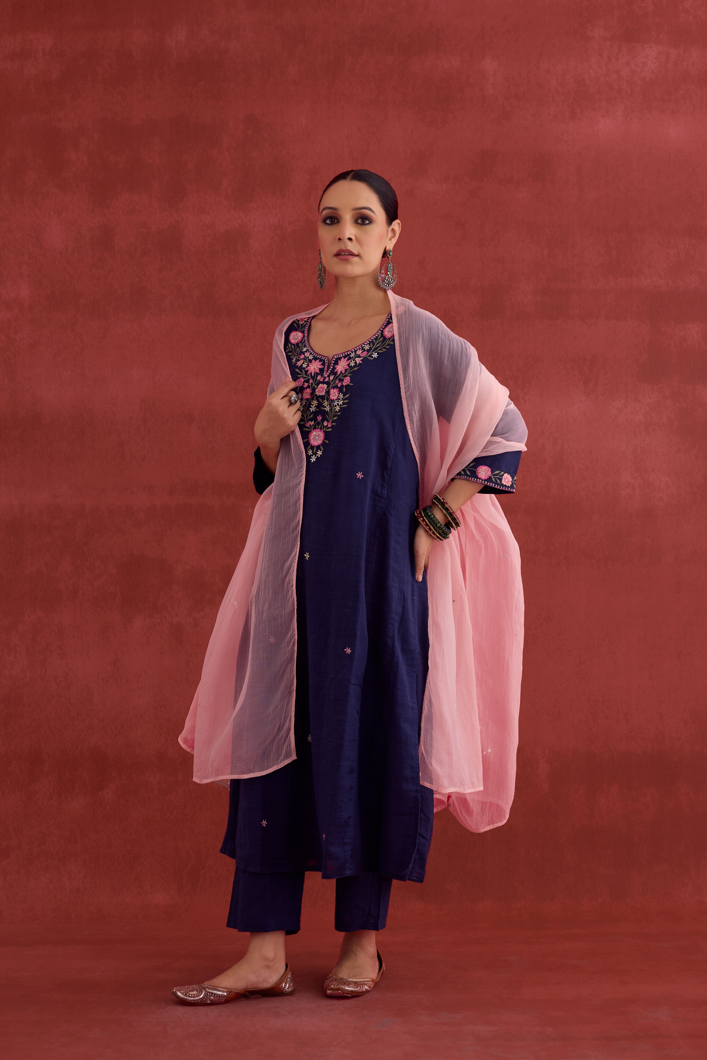 Tulsi Embroidered Kurta Dark Blue (10039951622443)