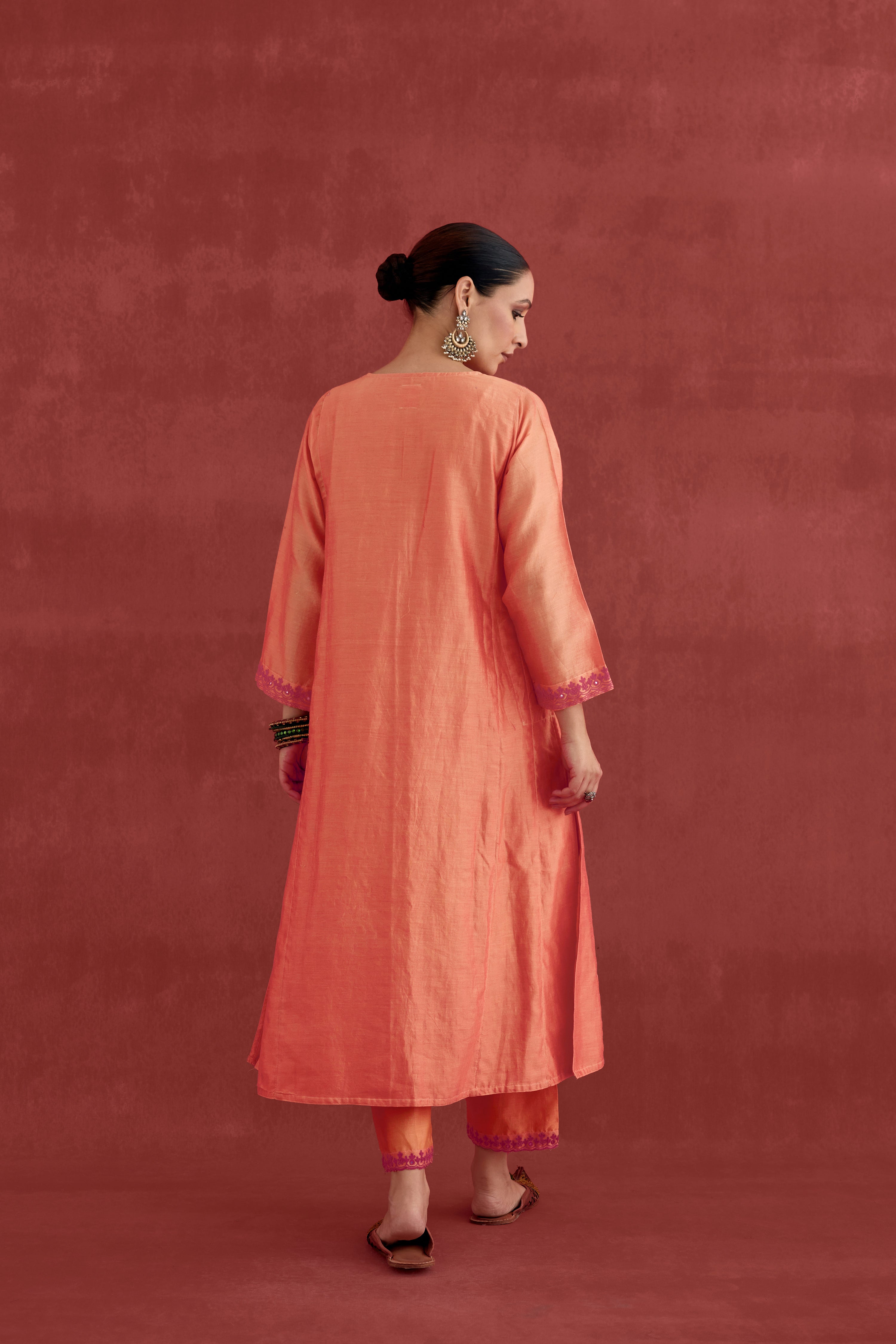 Tulsi Chanderi Pant Orange (10049548222763)