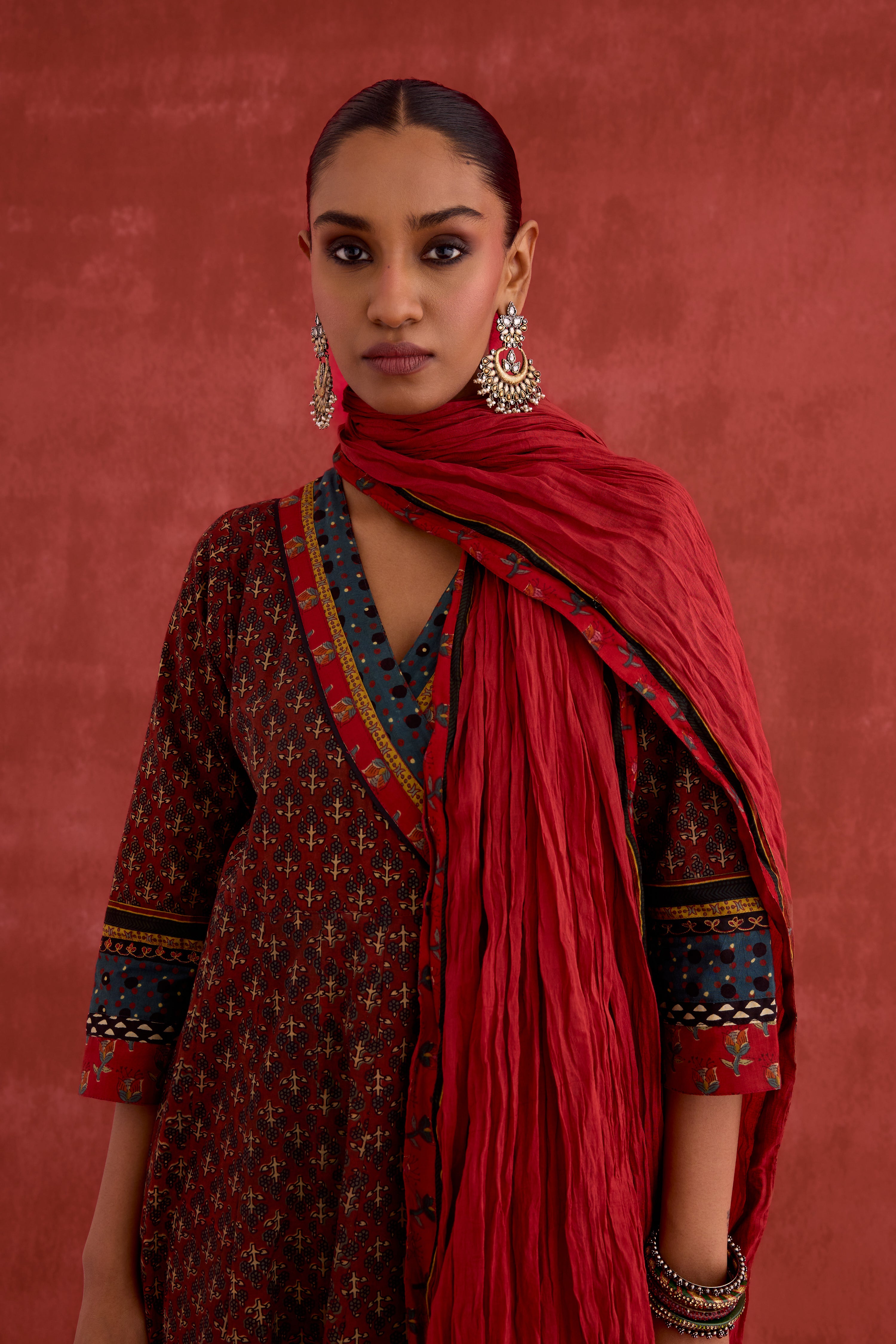 Nargis Cotton Vanaspati Block Printed Kurta Maroon (10039944249643)