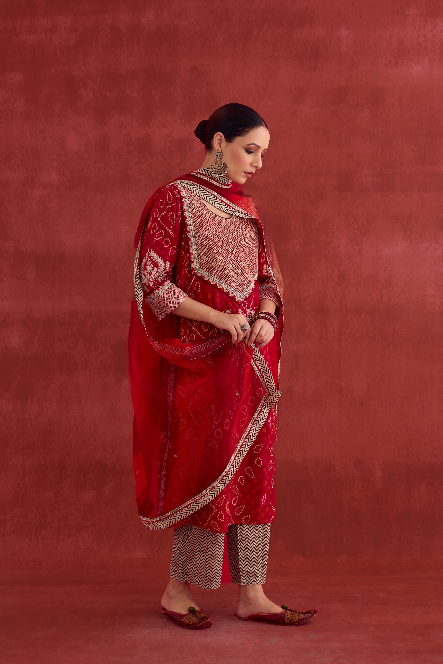 Dienne Embroidered Printed Kurta Red (10040123851051)