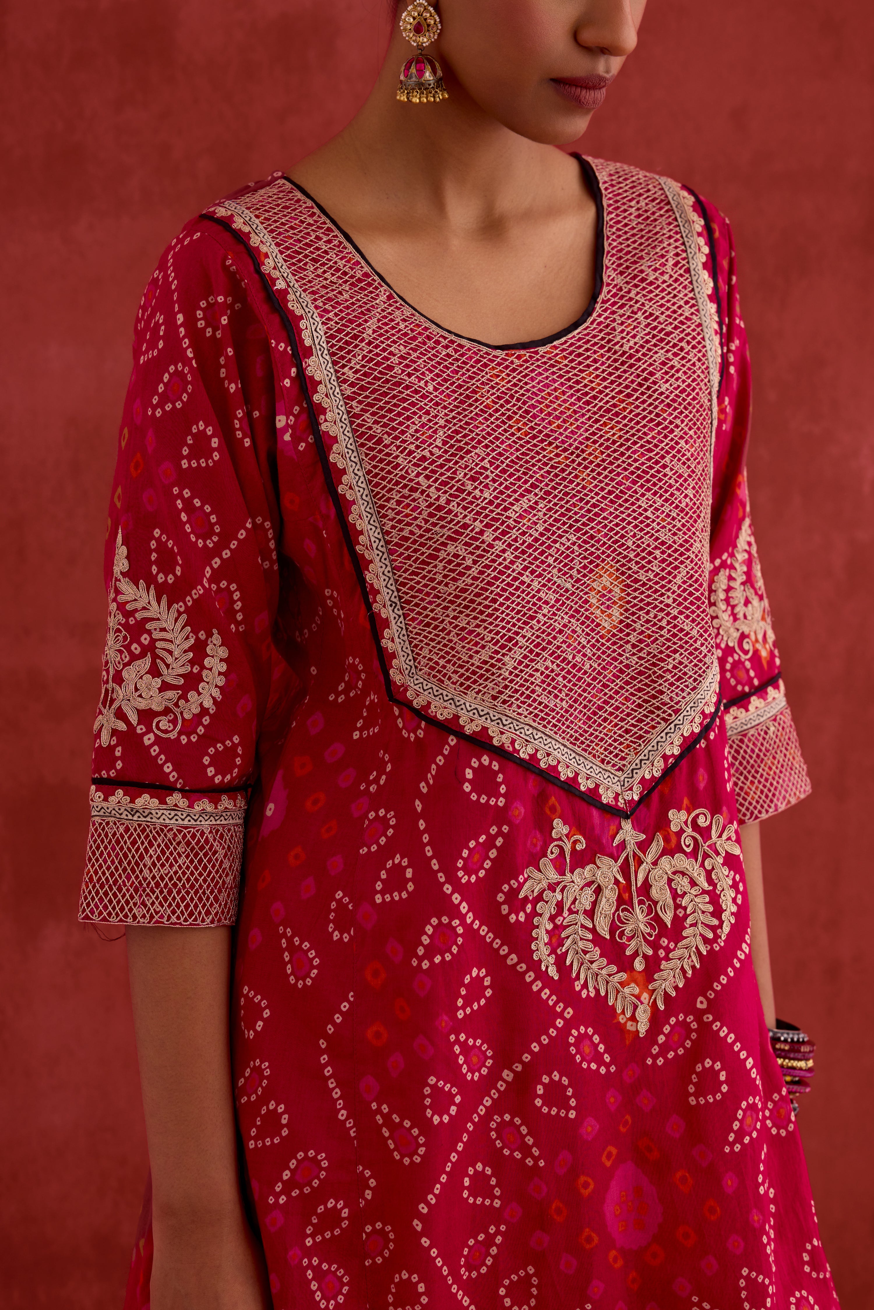Dienne Embroidered Printed Kurta Pink (10049516929323)