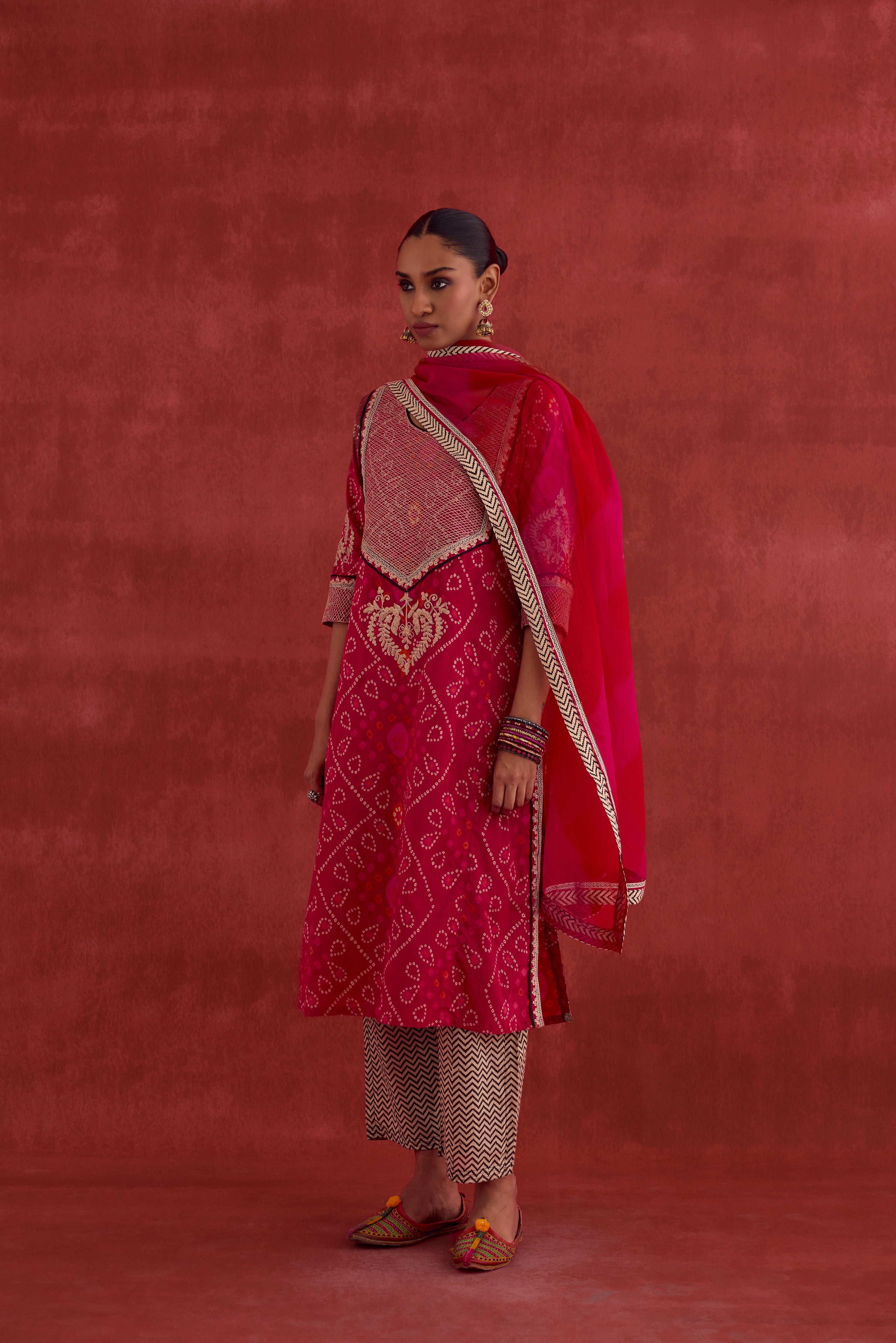 Dienne Dupatta Pink Orange (10049521549611)