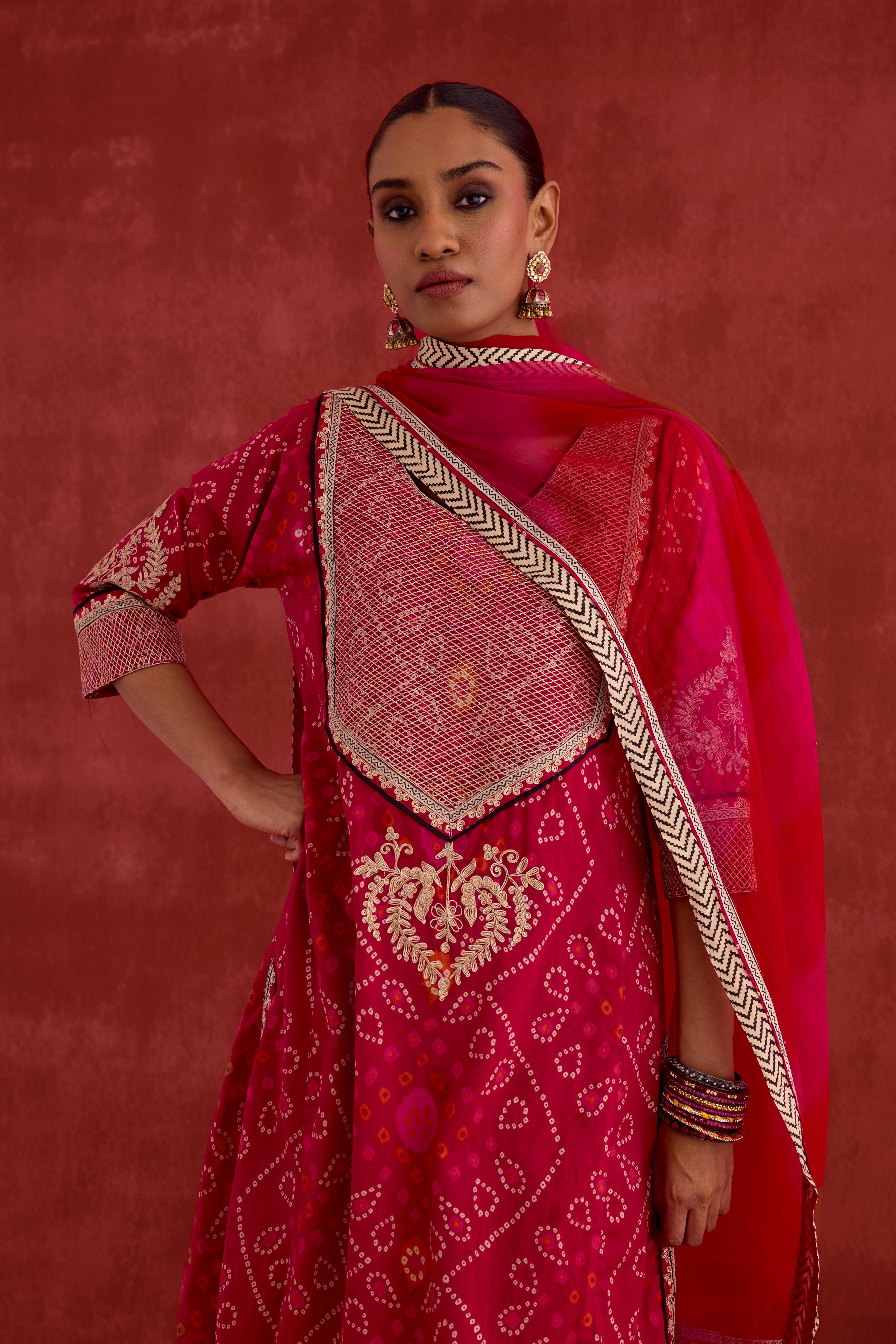 Dienne Dupatta Pink Orange (10049521549611)