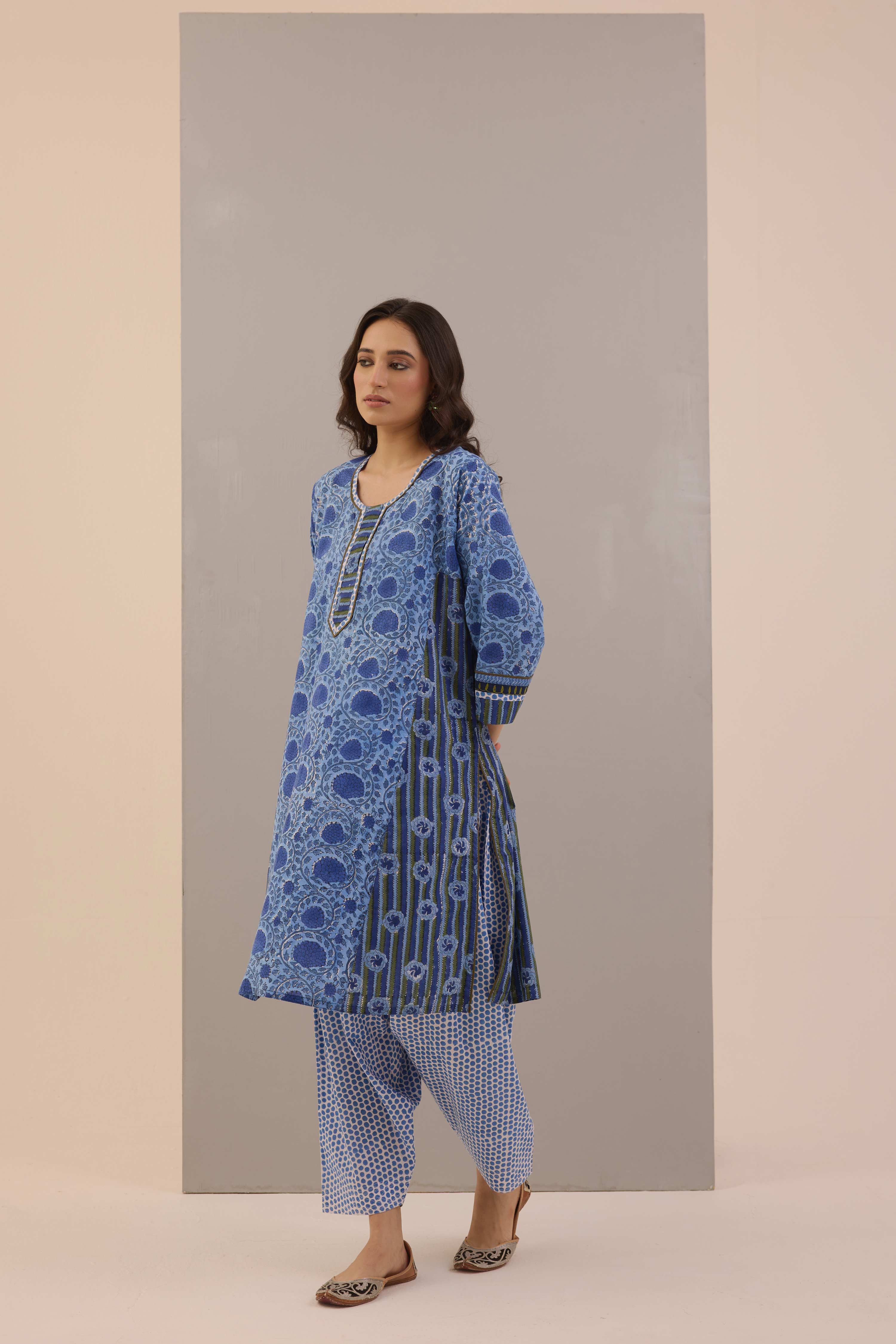 Lavanya Cotton Printed Co-ord Set Blue