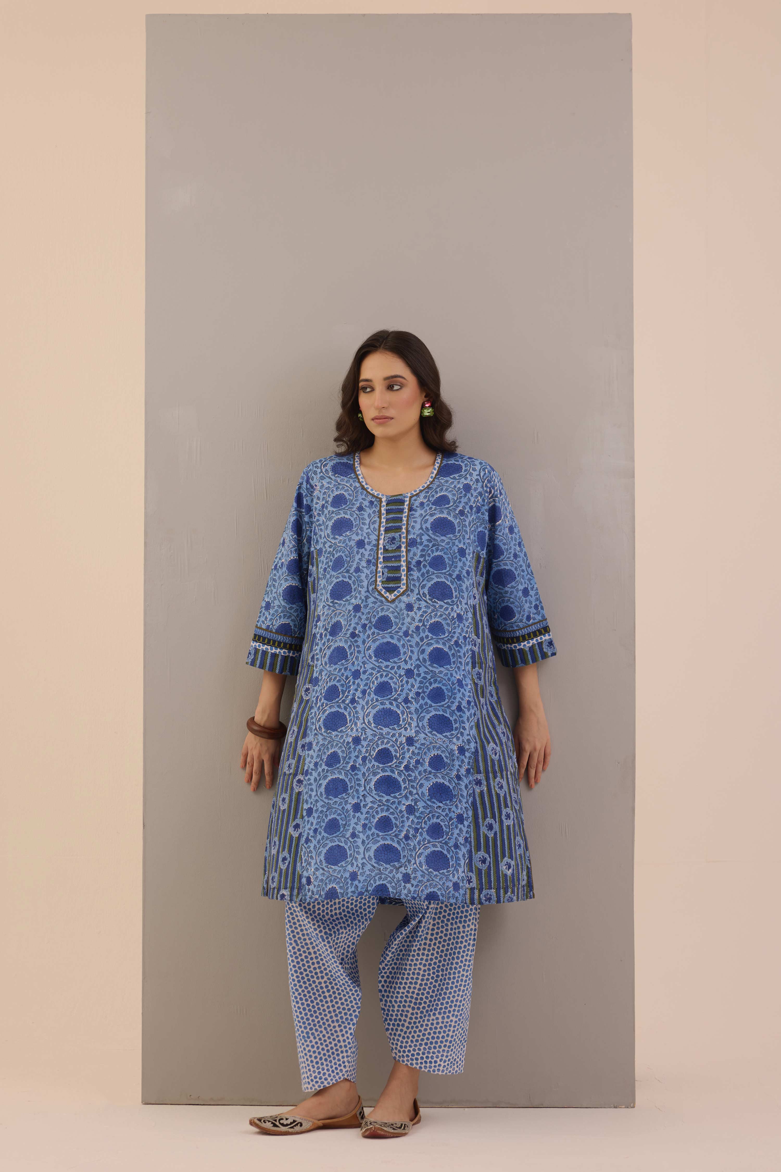 Lavanya Cotton Printed Co-ord Set Blue