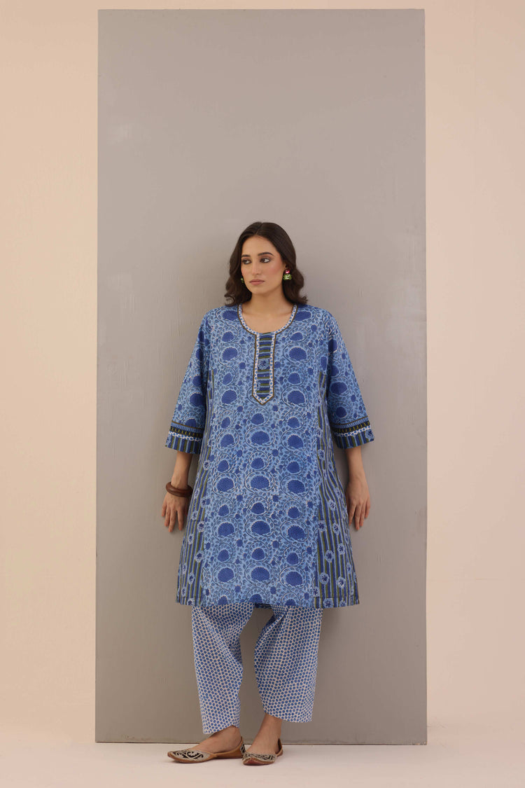 Lavanya Cotton Printed Co-ord Set Blue