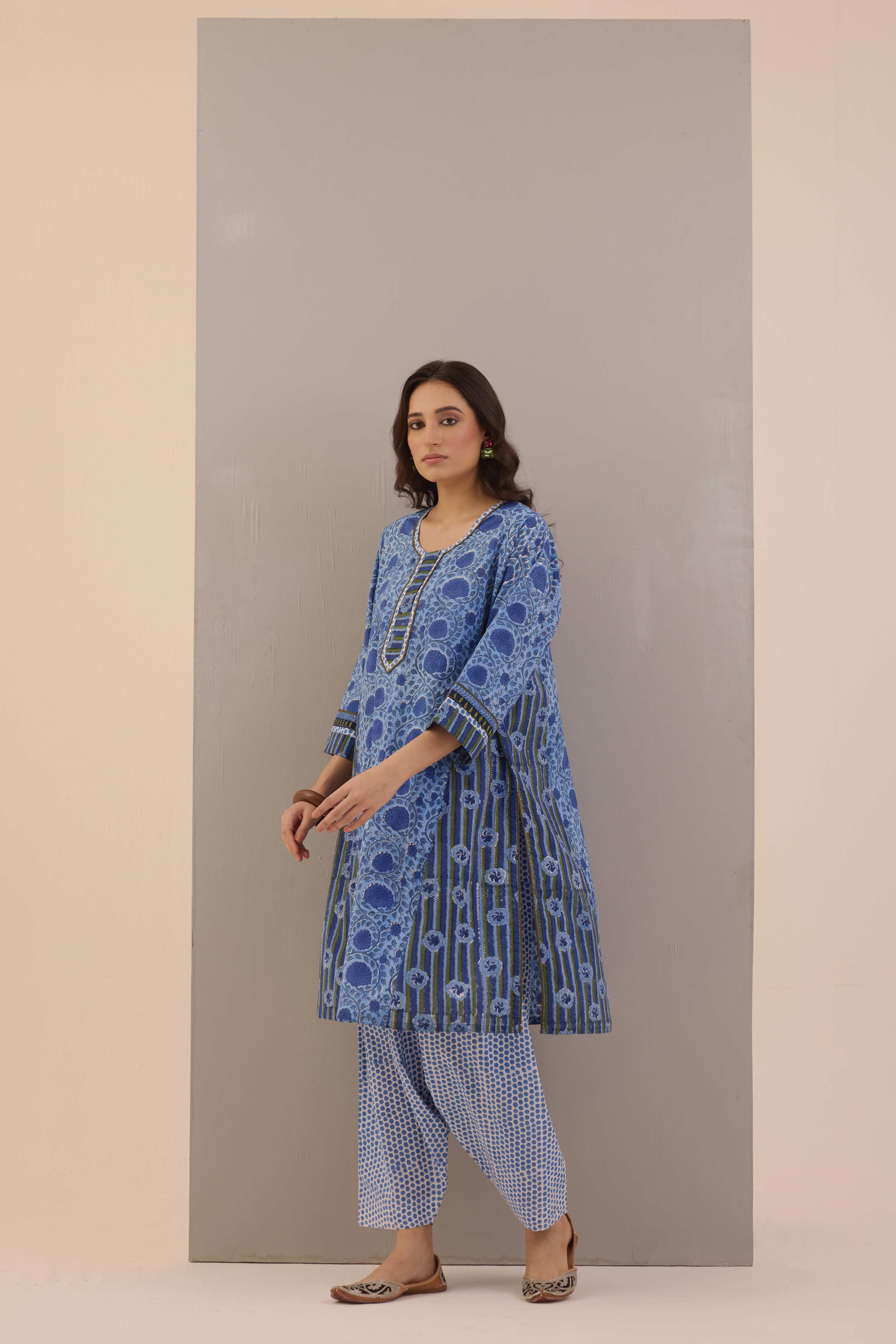 Lavanya Cotton Printed Co-ord Set Blue