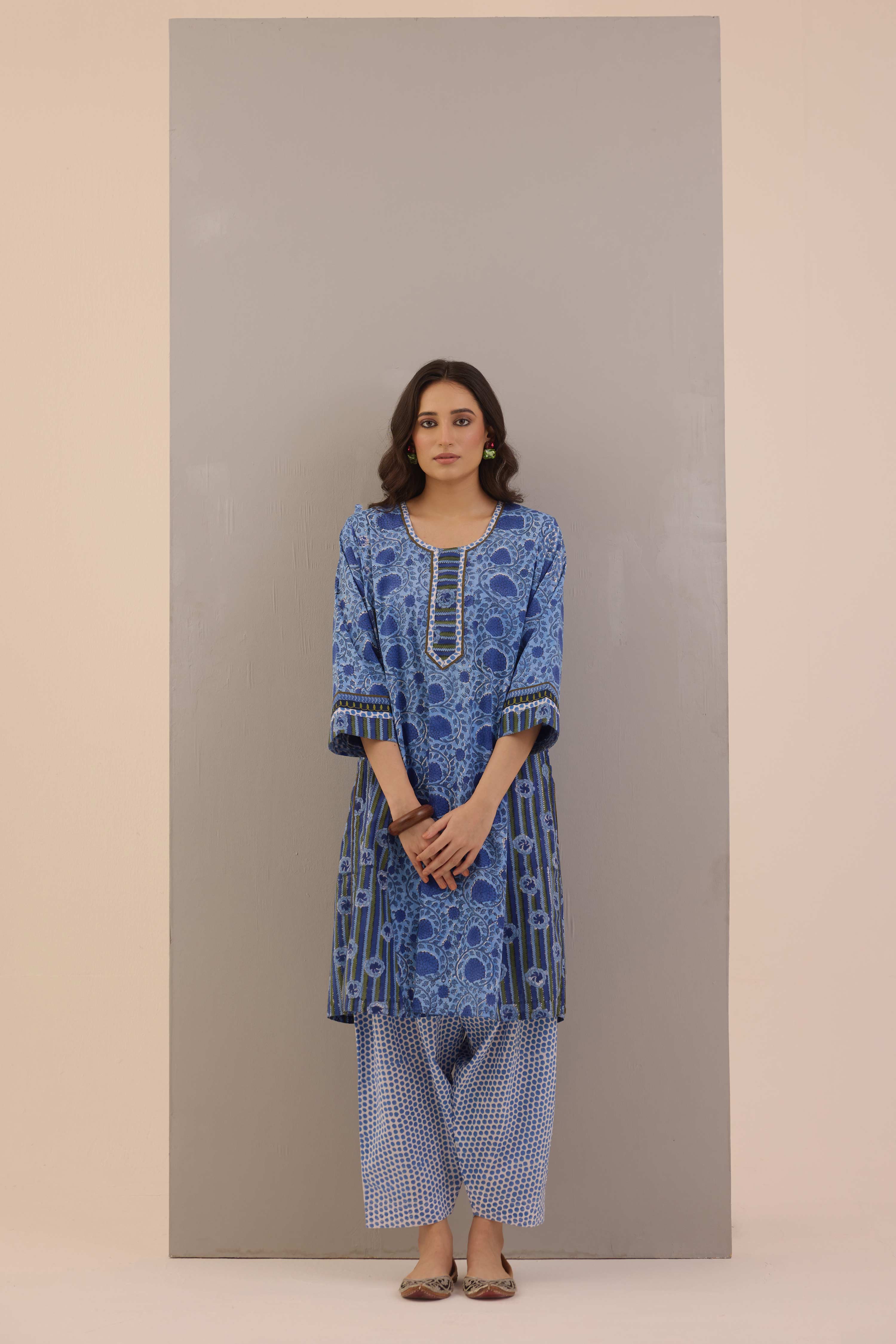 Lavanya Cotton Printed Co-ord Set Blue