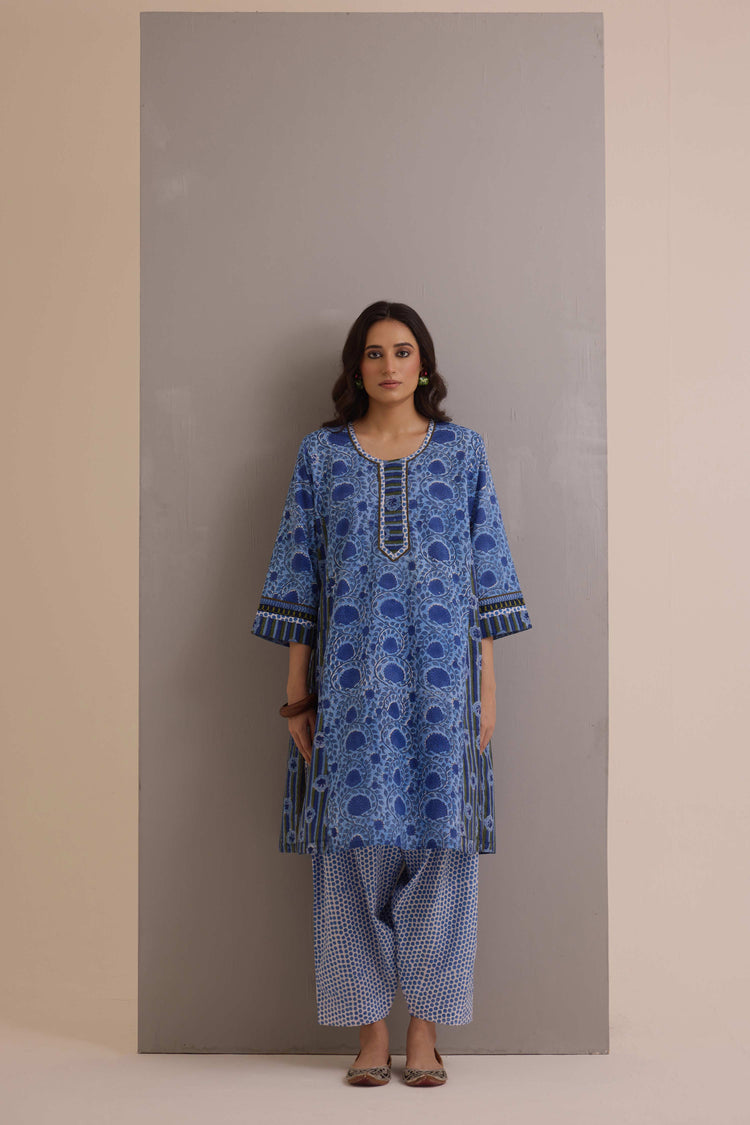Lavanya Cotton Printed Co-ord Set Blue