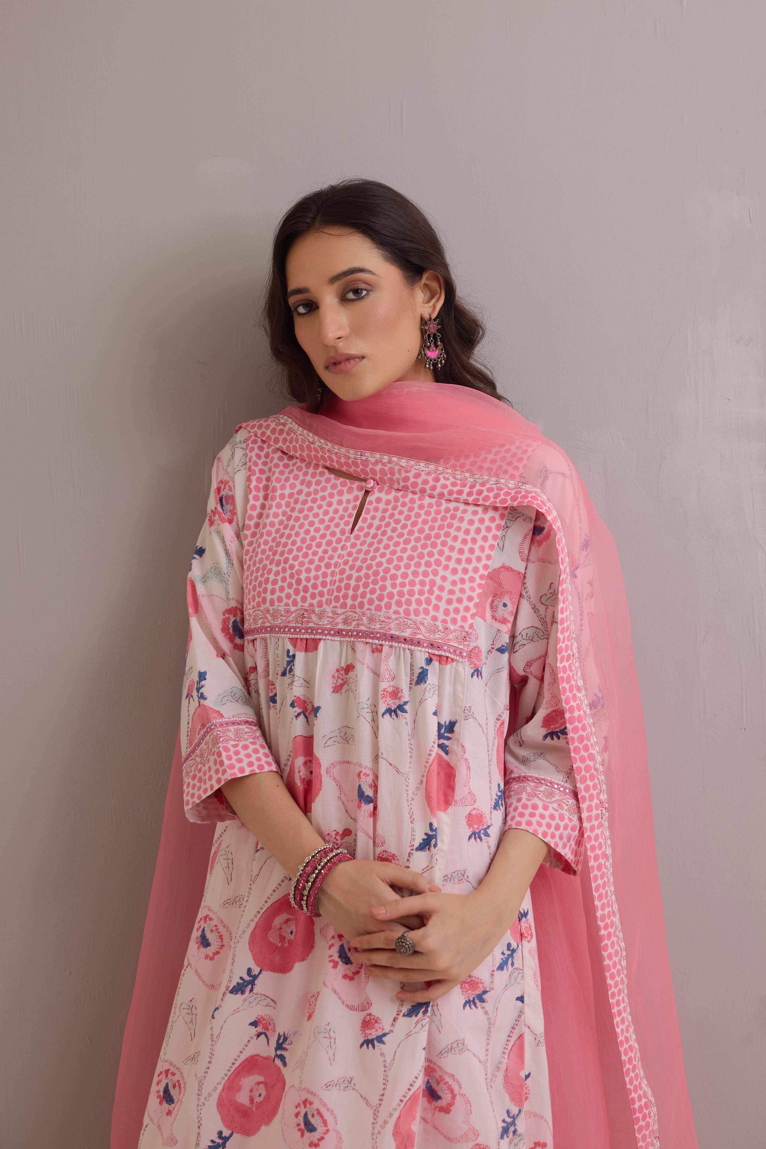 Treated Chiffon Dupatta Pink