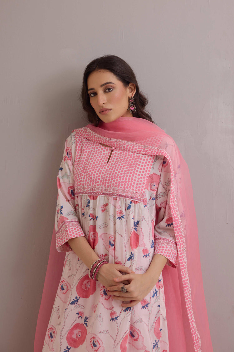 Treated Chiffon Dupatta Pink