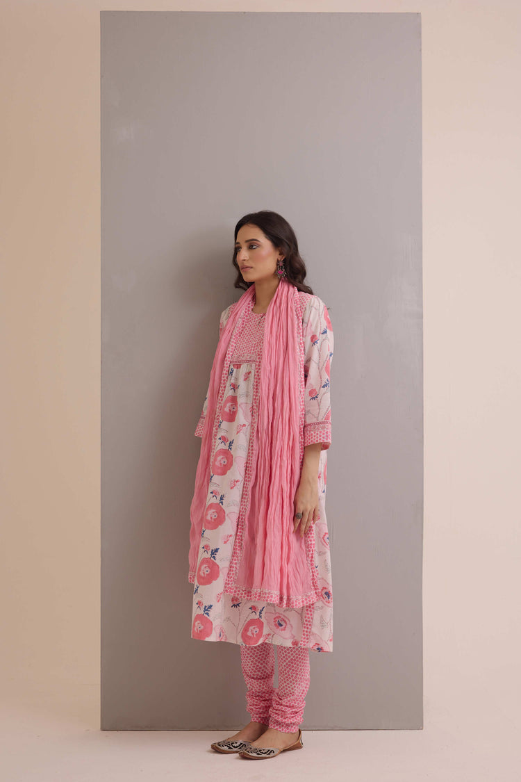 Cotton Crinkle Dupatta Pink