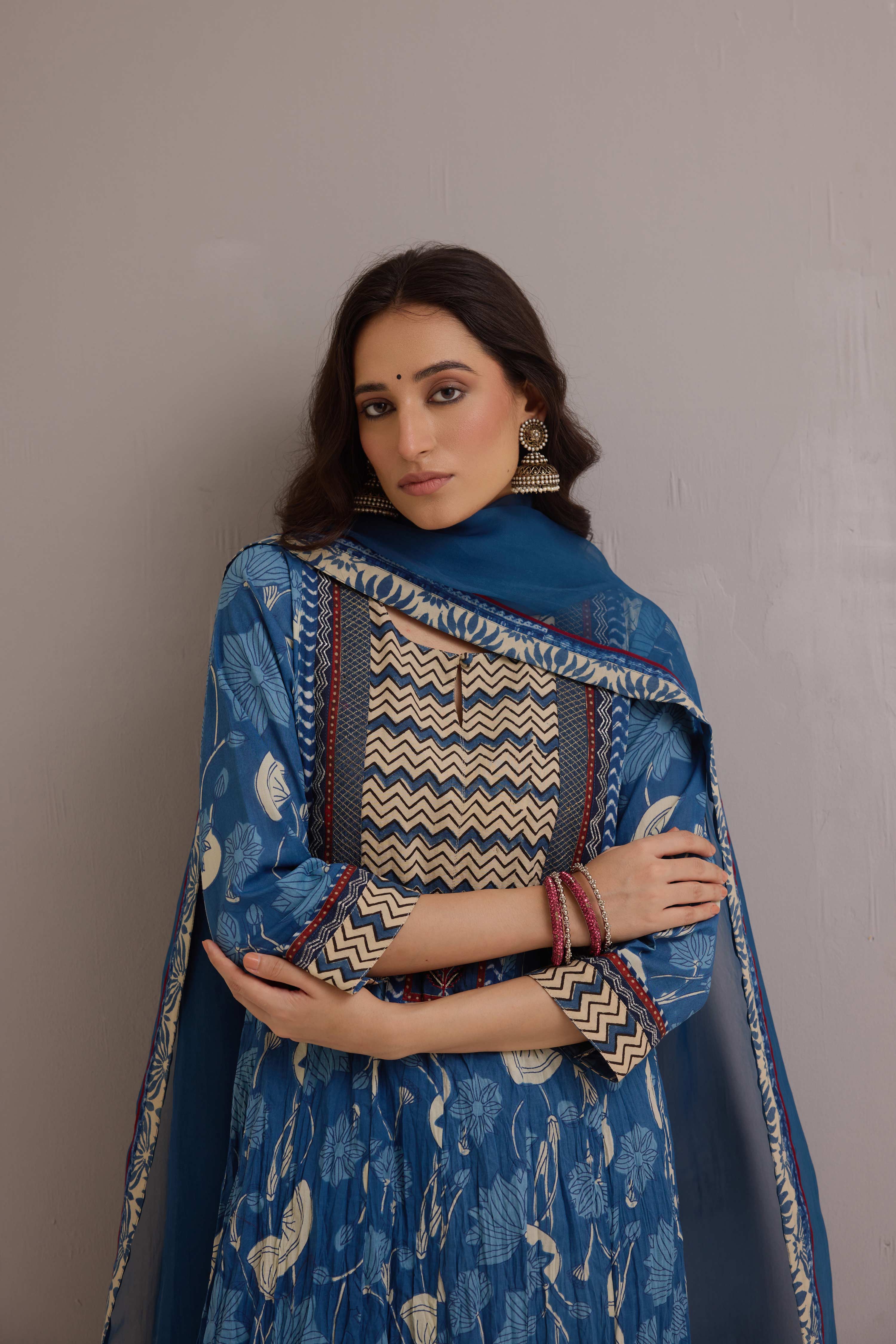 Treated Chiffon Dupatta Blue