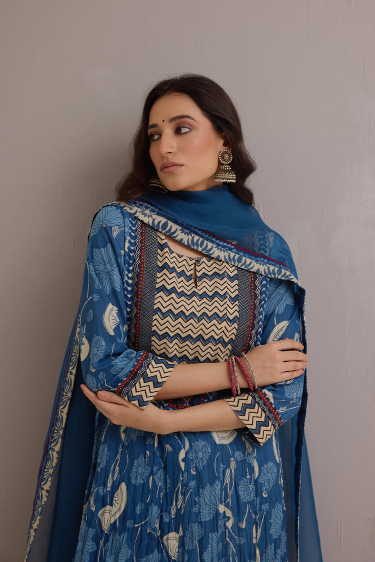 Treated Chiffon Dupatta Blue