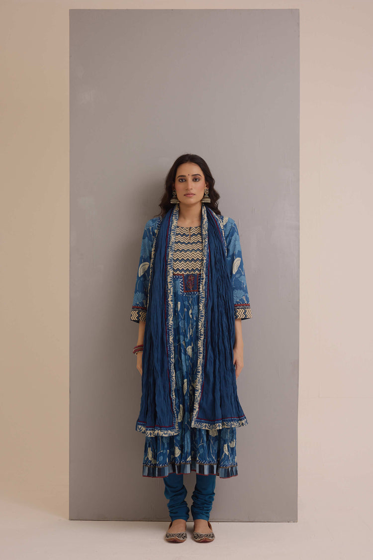Cotton Crinkle Dupatta Blue