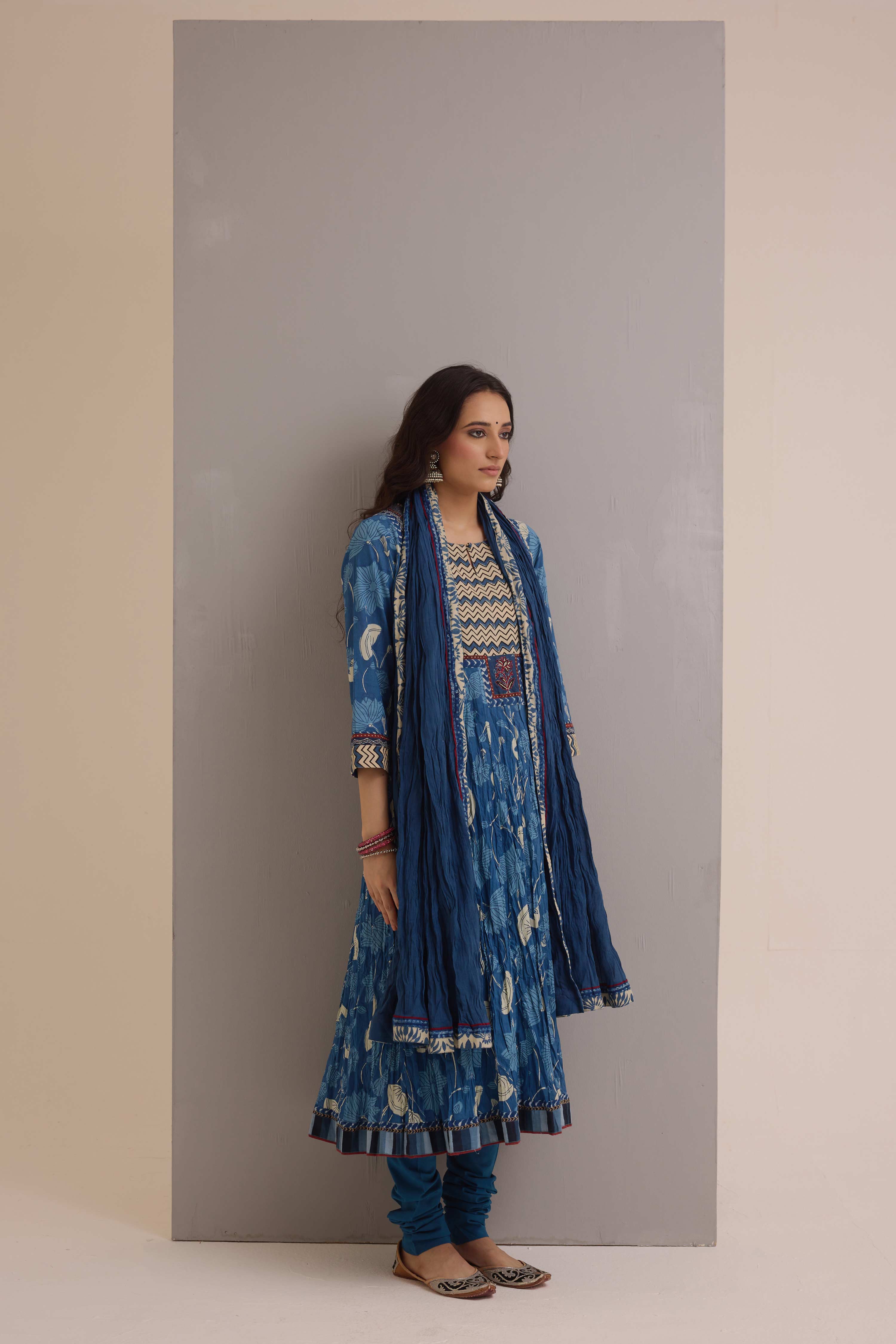 Cotton Crinkle Dupatta Blue