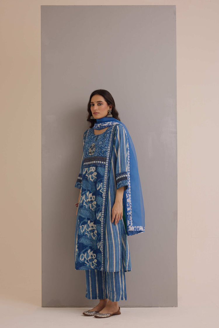 Treated Chiffon Dupatta Blue