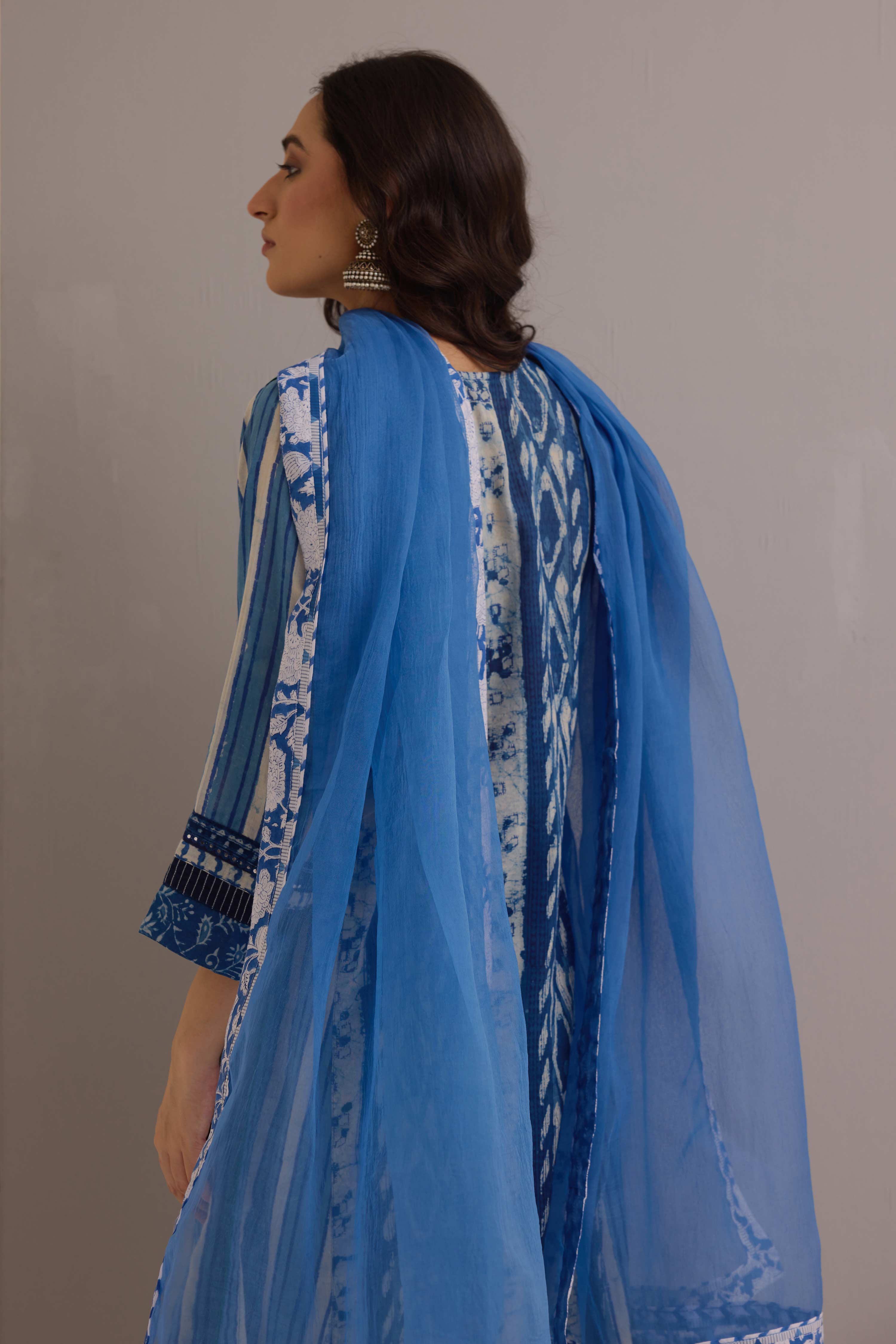 Treated Chiffon Dupatta Blue