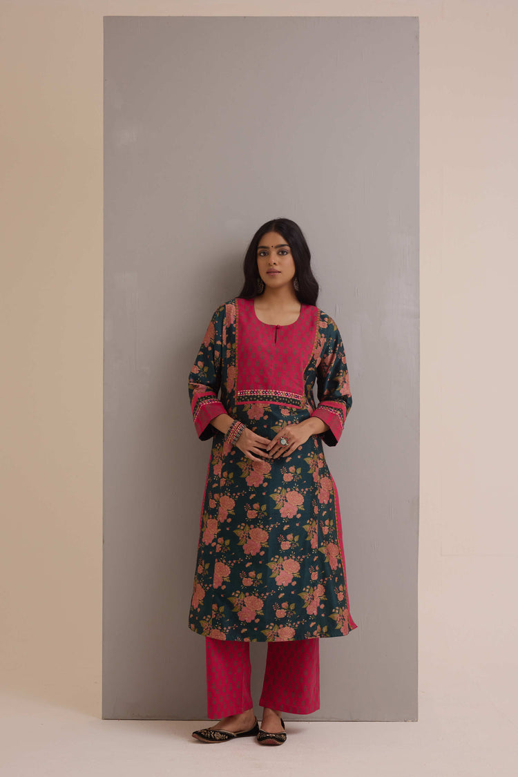 Straight Cotton Hand Block Printed Pant Pink