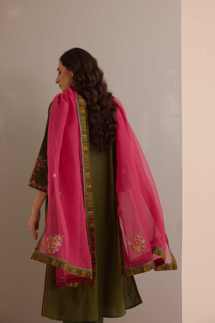 Tulsi Embroidered Ensemble Green (Set of 2)