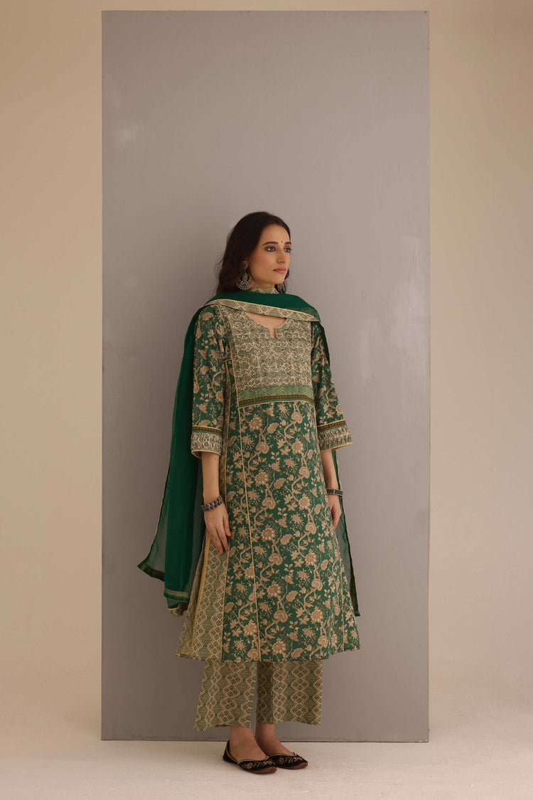 Tulsi Cotton Printed Kurta Green