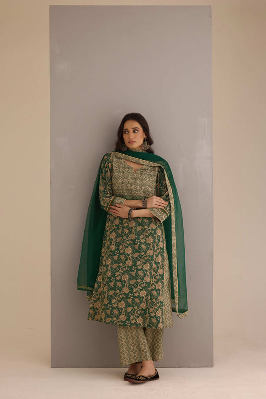 Tulsi Cotton Printed Kurta Green