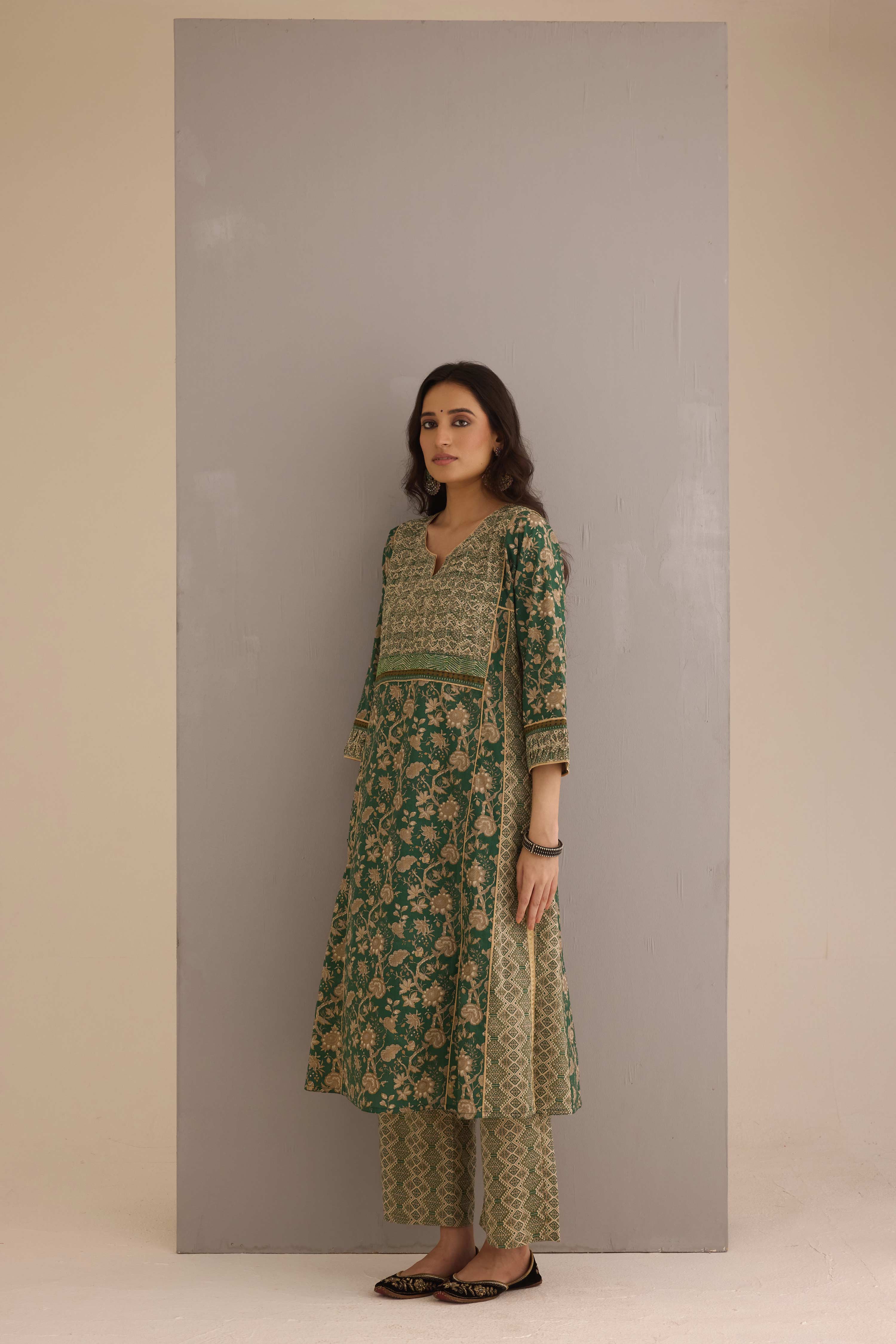 Tulsi Cotton Printed Kurta Green