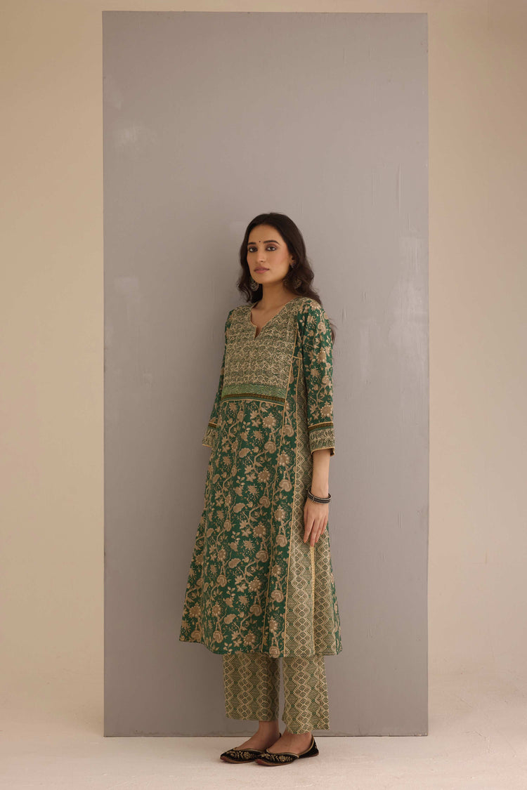 Tulsi Cotton Printed Kurta Green