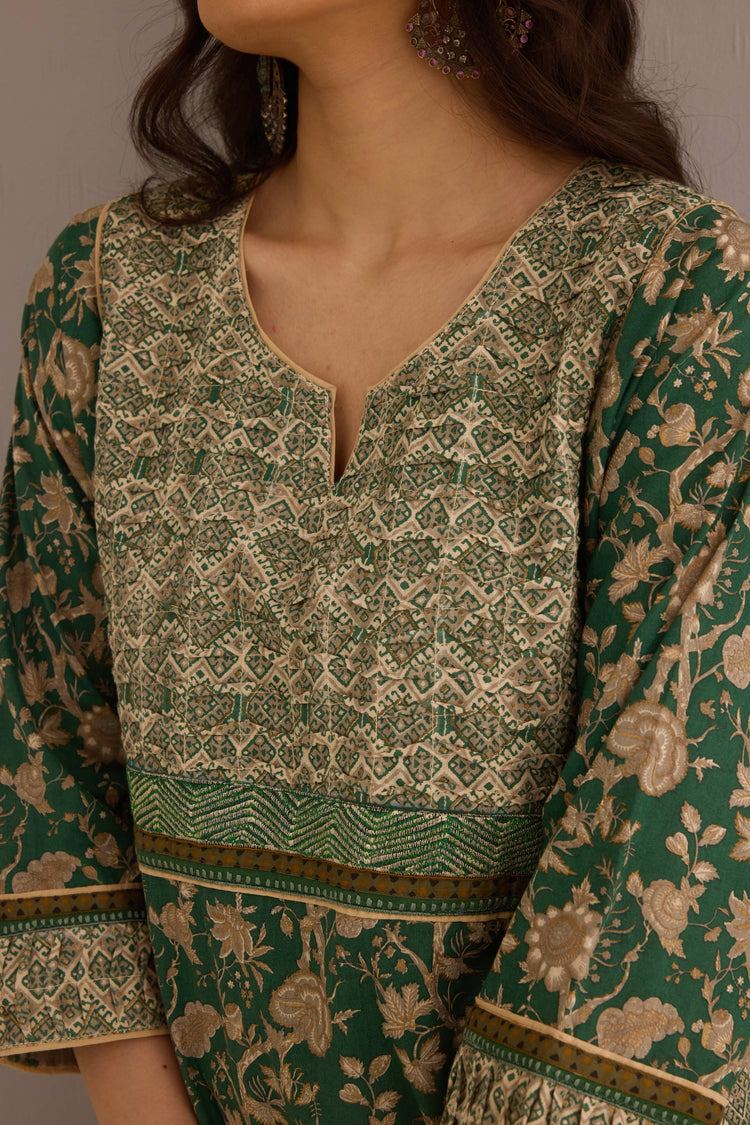 Tulsi Cotton Printed Kurta Green