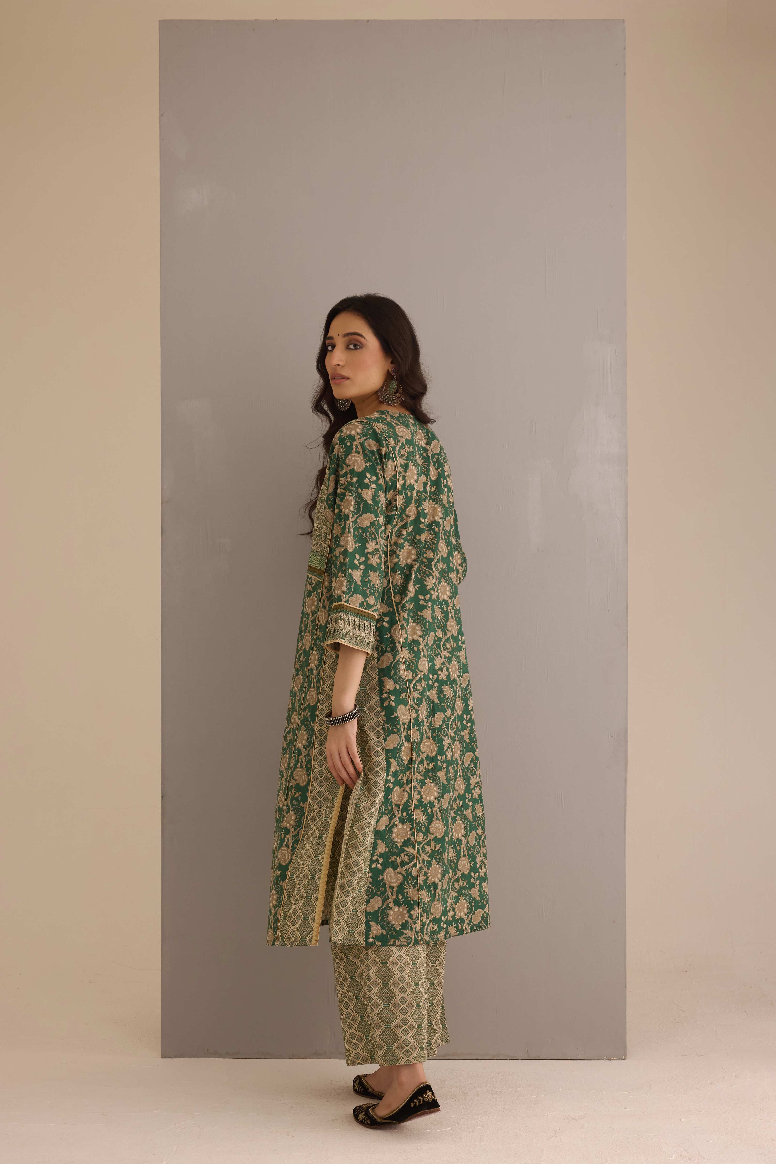 Tulsi Cotton Printed Kurta Green