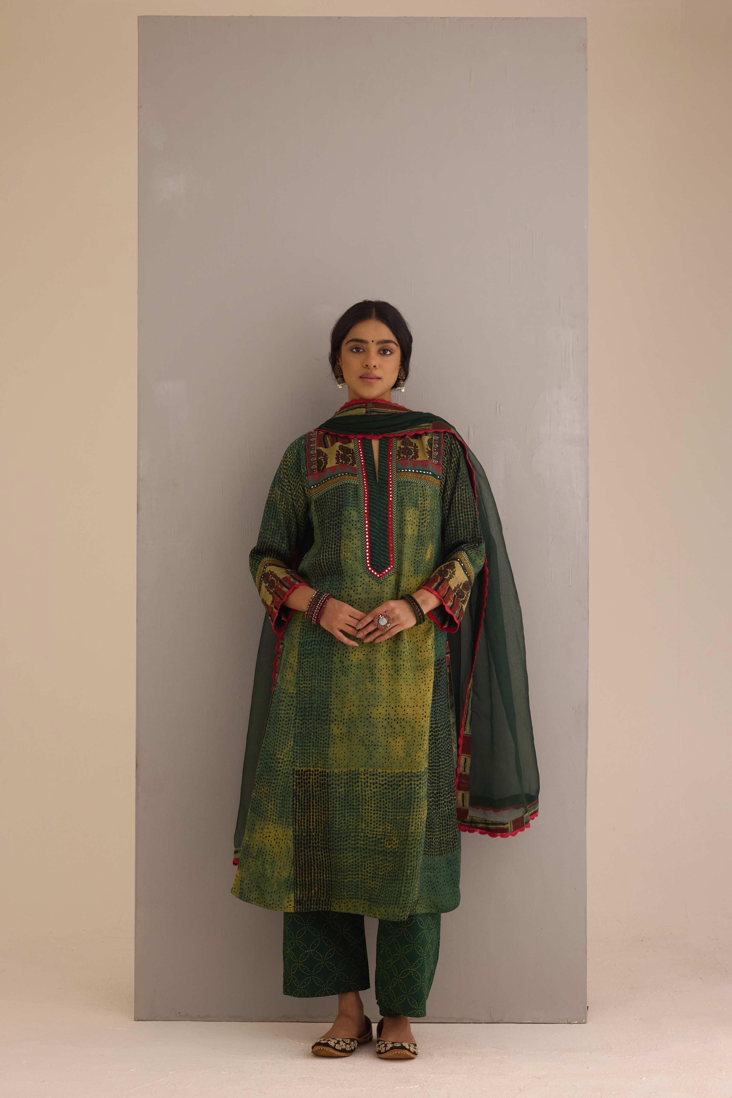 Medh Treated Chiffon Dupatta Green