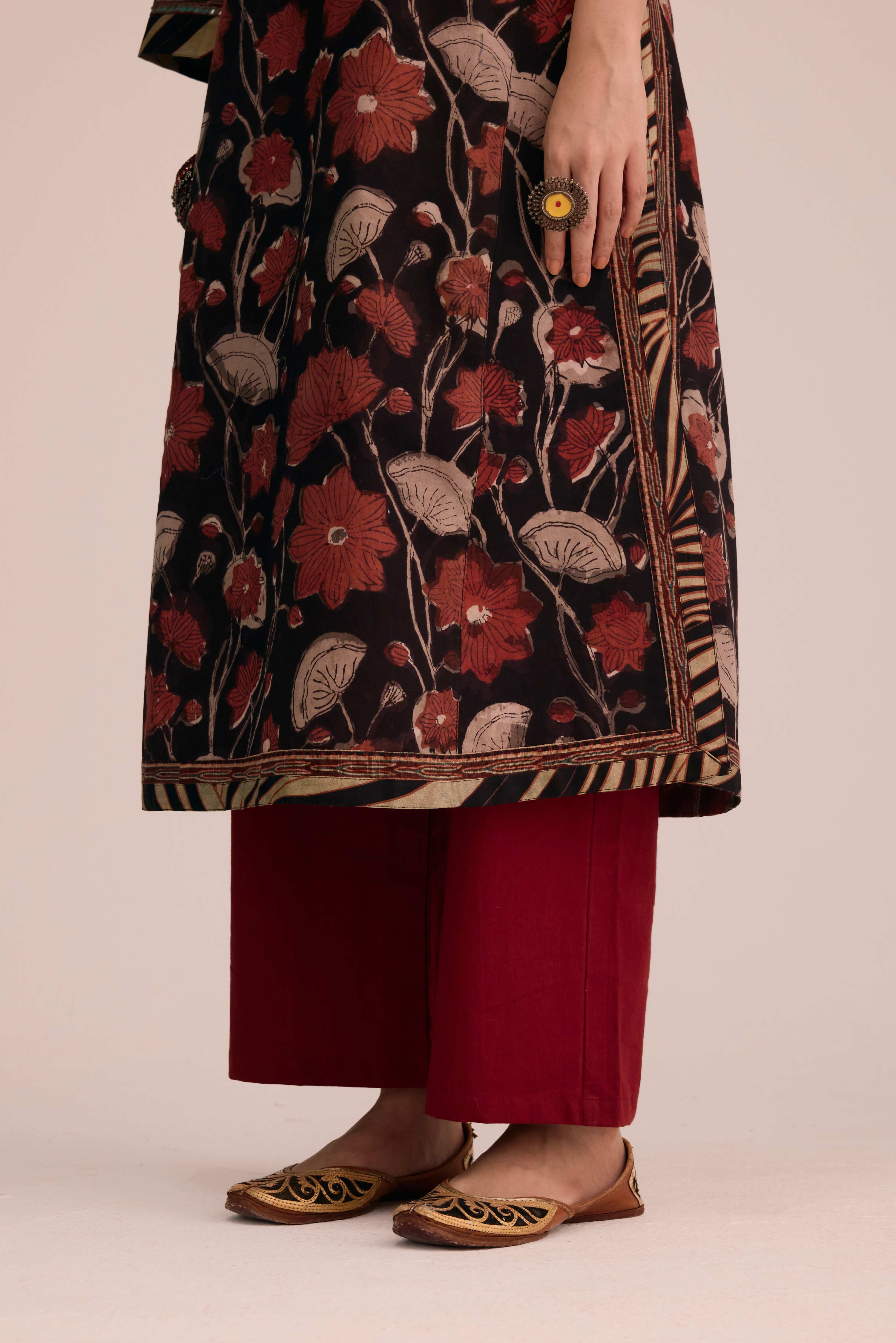 Straight Cotton Solid Pant Deep Maroon