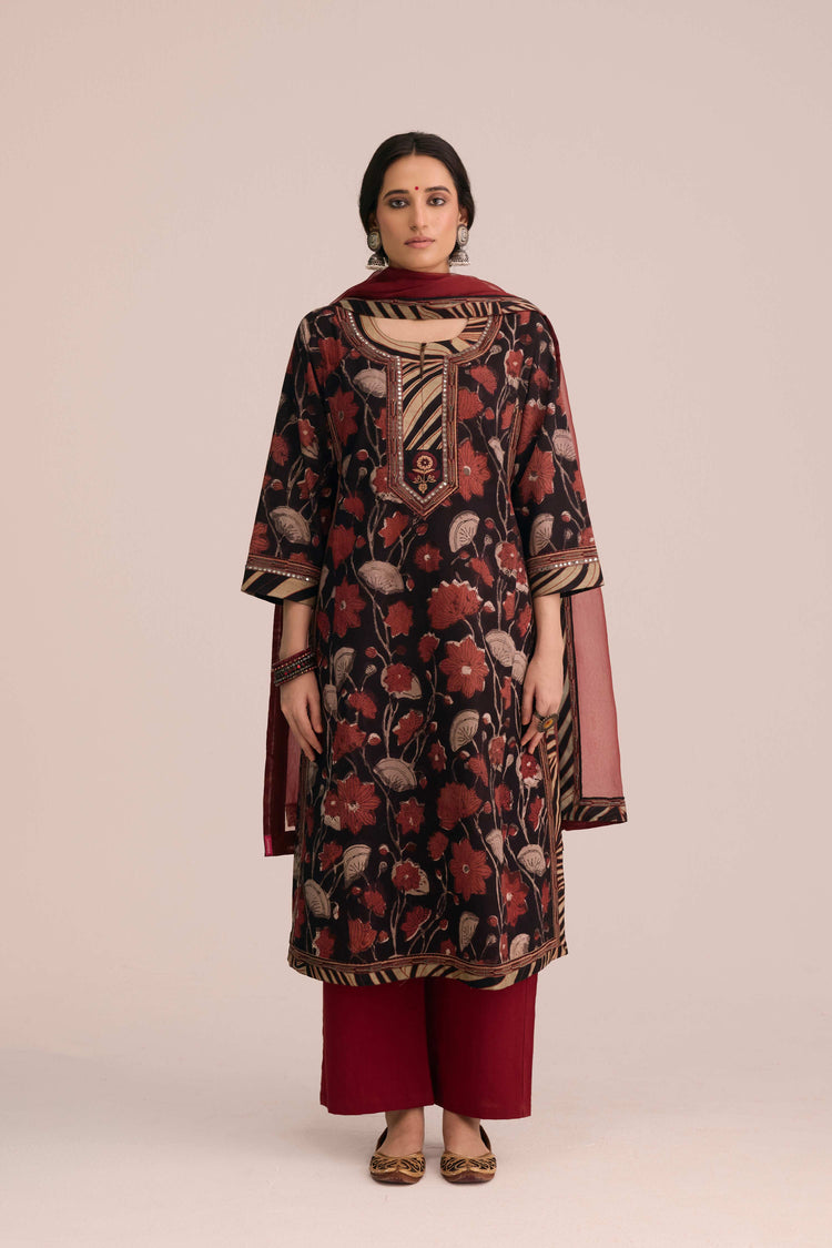 Treated Chiffon Dupatta Deep Maroon