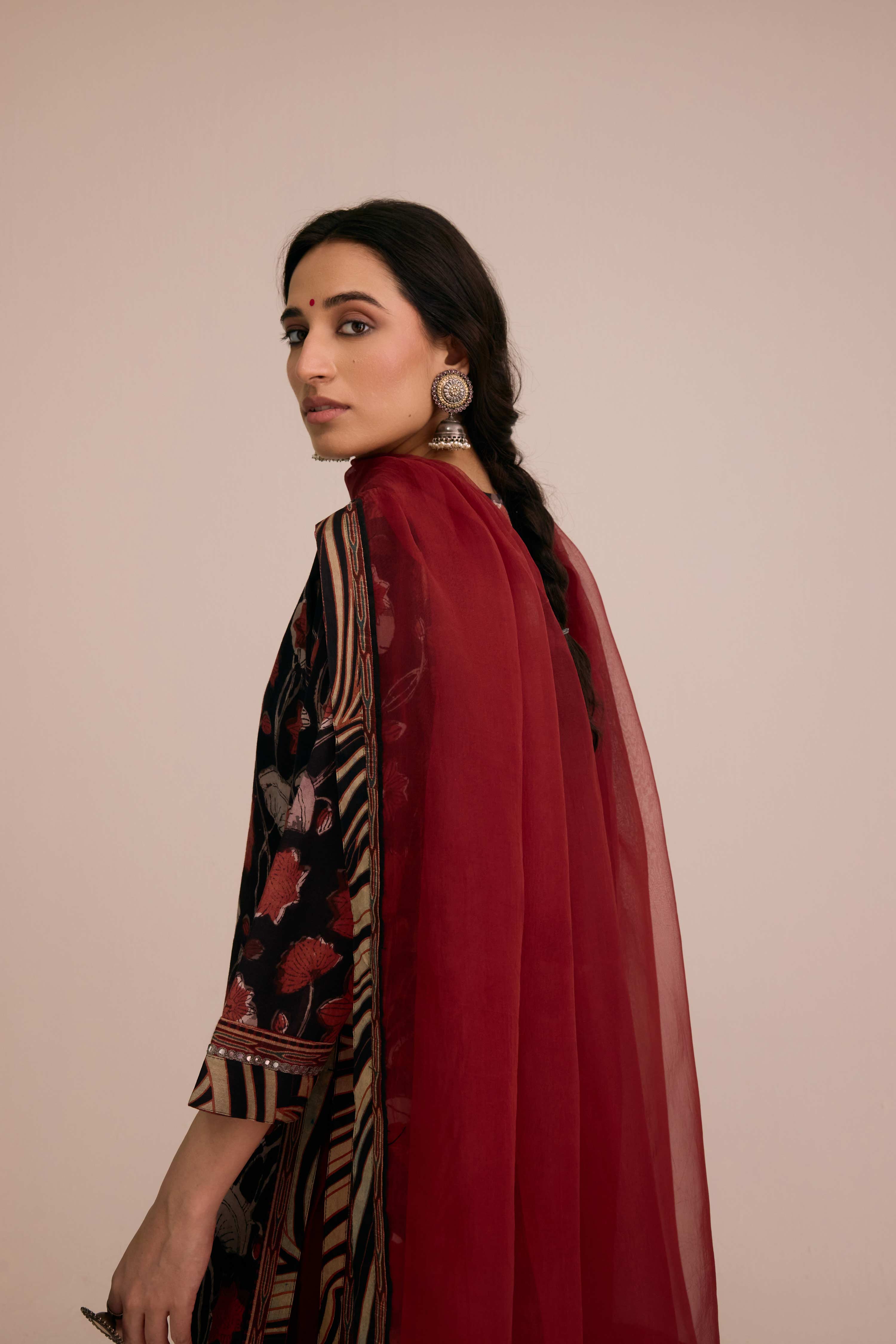 Treated Chiffon Dupatta Deep Maroon