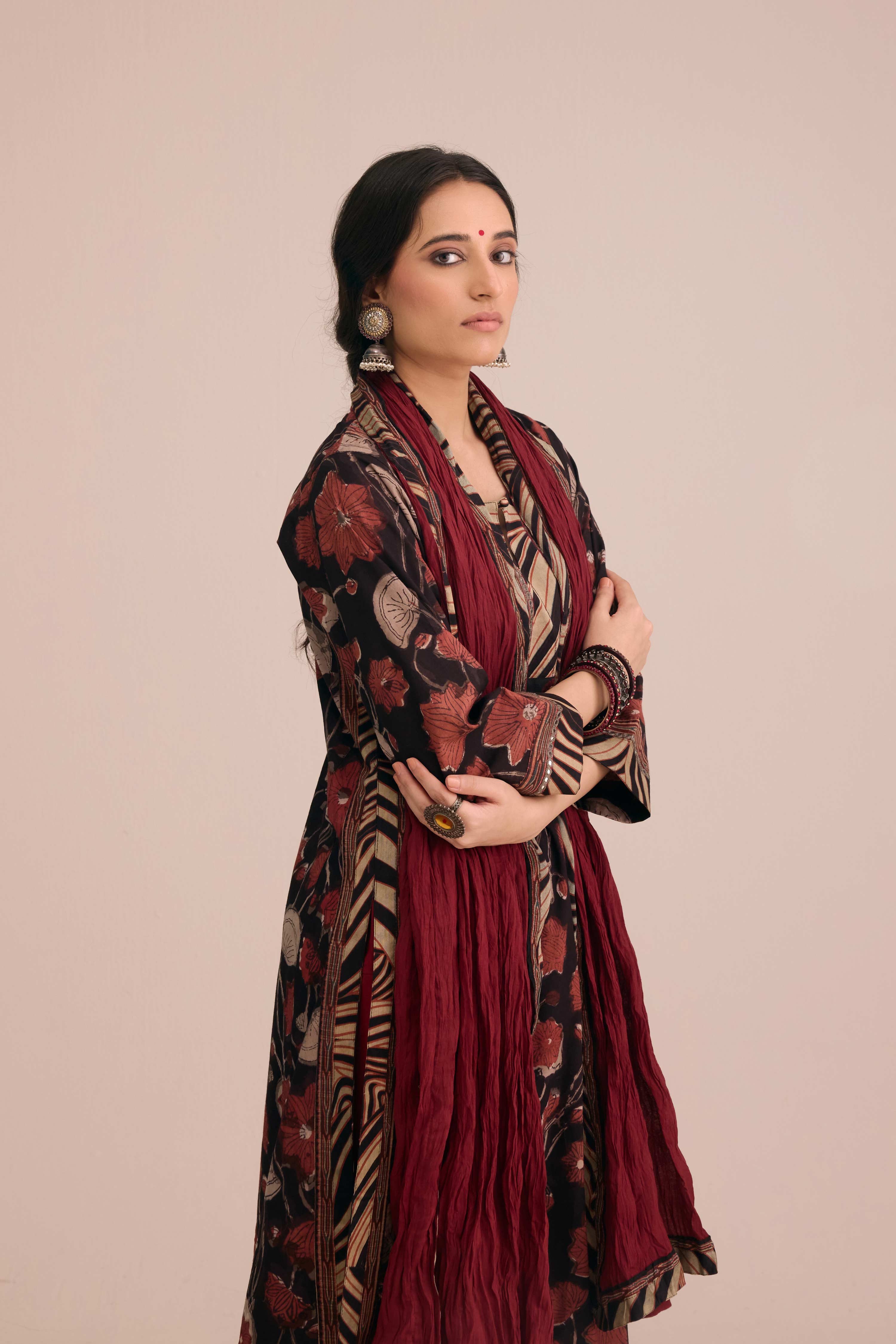 Anu Cotton Vanaspati Hand Block Printed Kurta Black