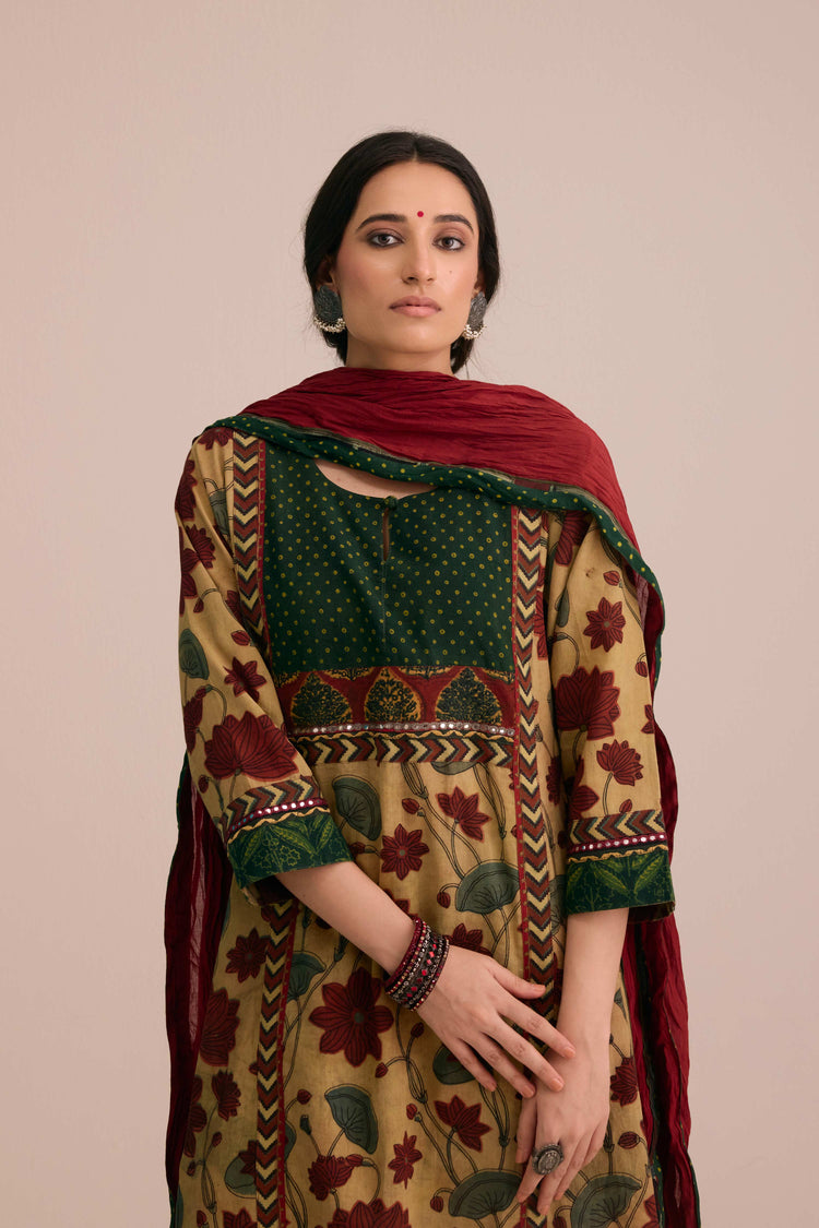 Crinkled Cotton Dupatta  Maroon