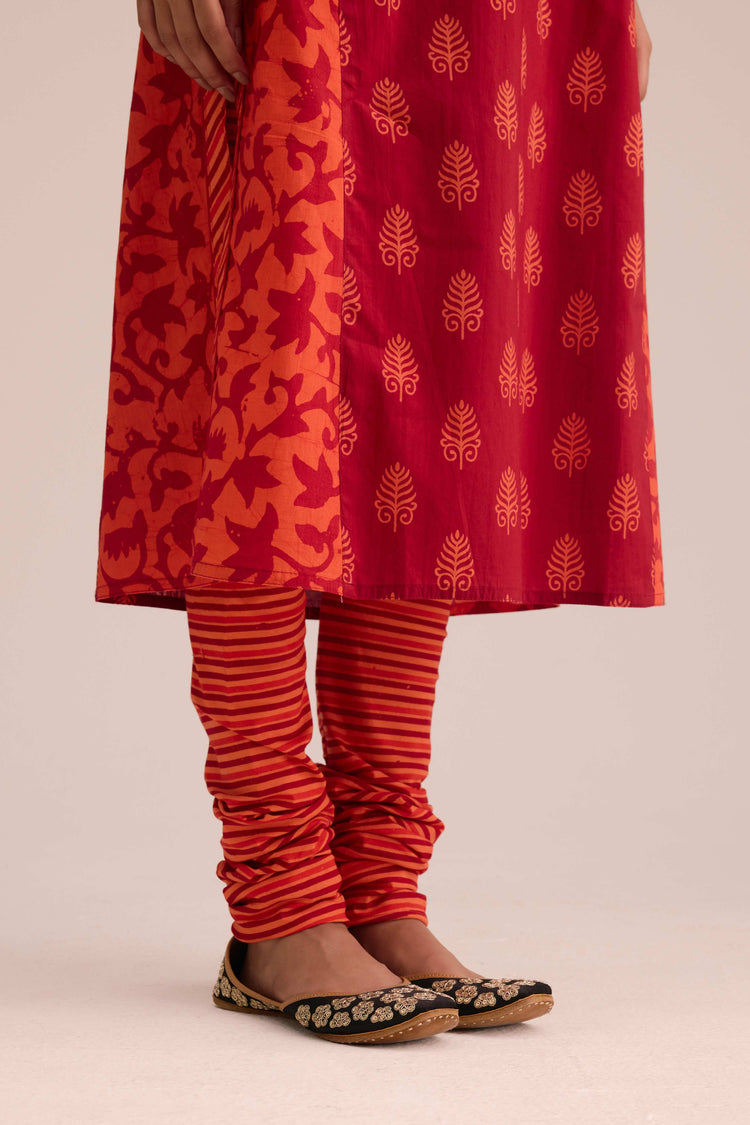 Traditional Cotton Printed Bottom Red Orange