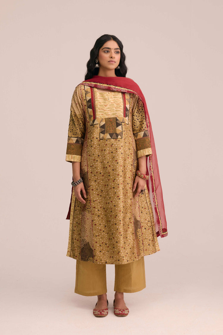Straight Cotton Solid Pant Ochre Yellow