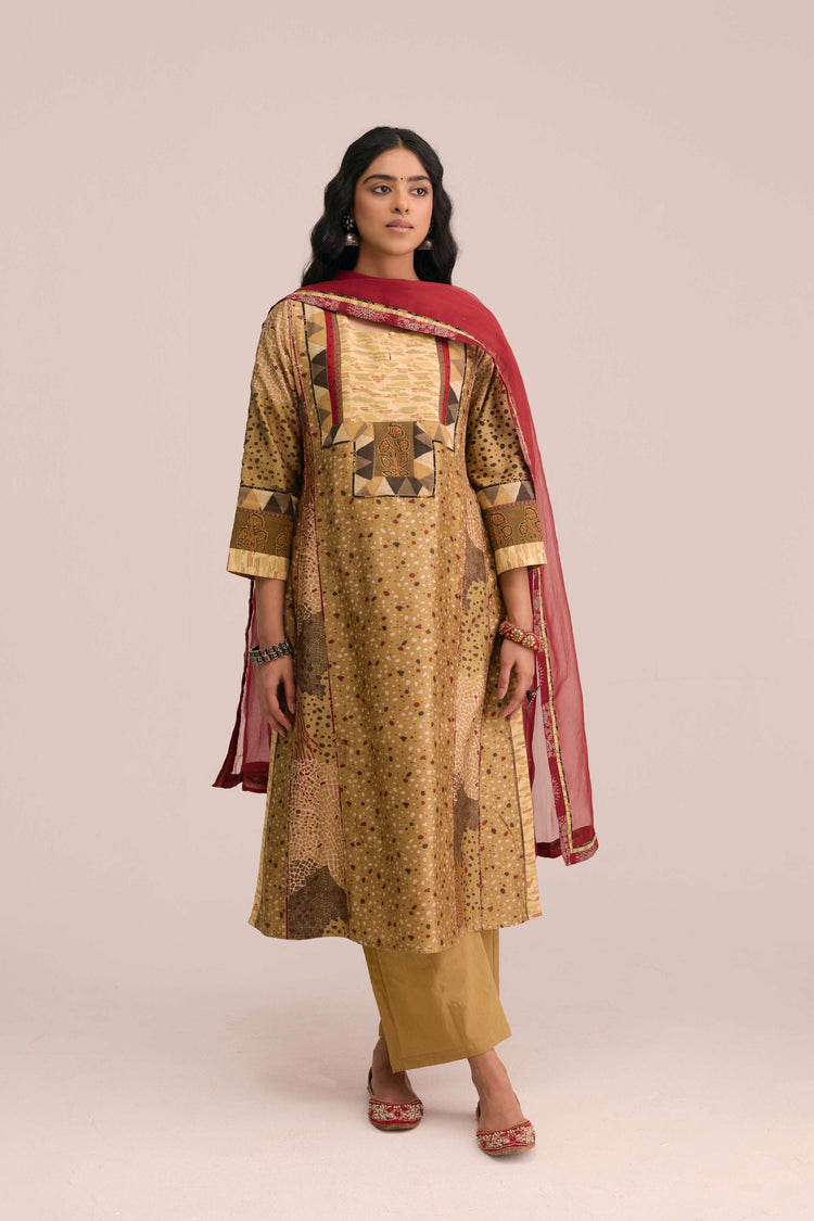 Straight Cotton Solid Pant Ochre Yellow