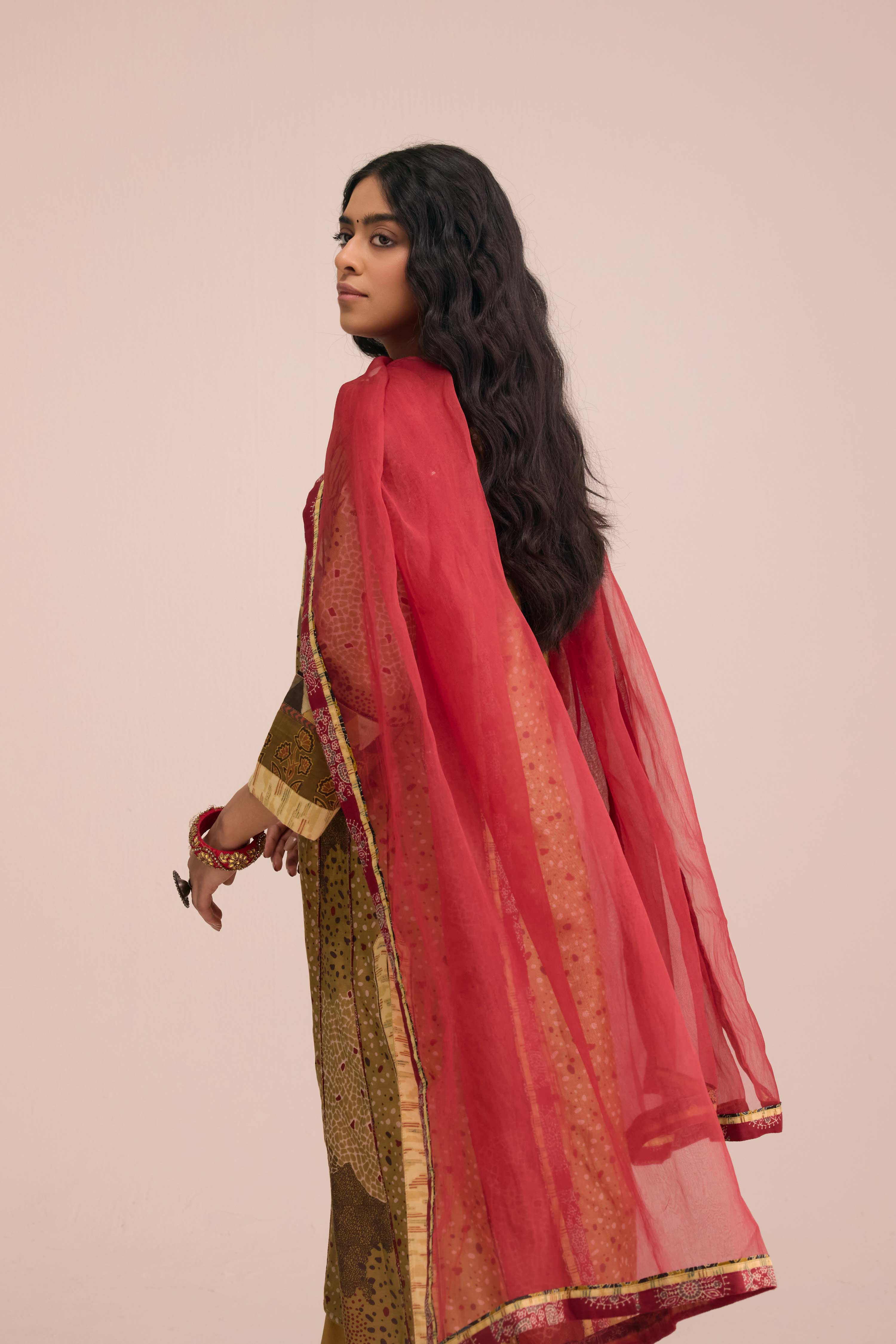 Treated Chiffon Dupatta Burgundy