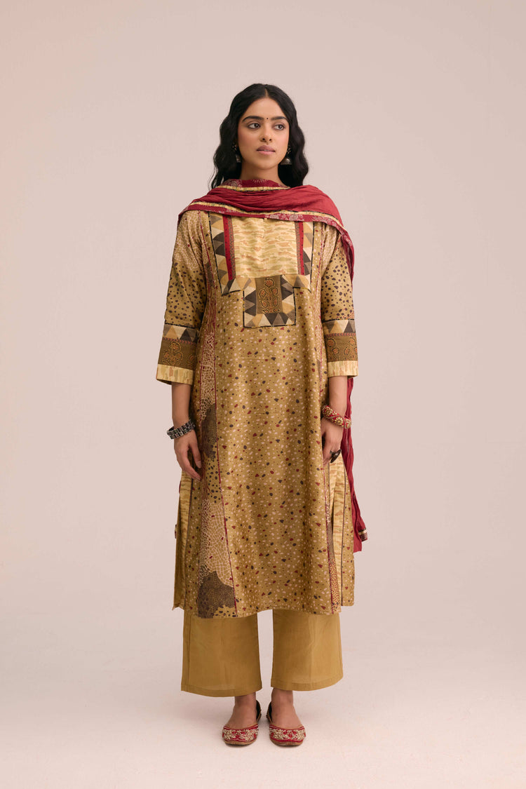 Crinkled Cotton Dupatta Burgundy