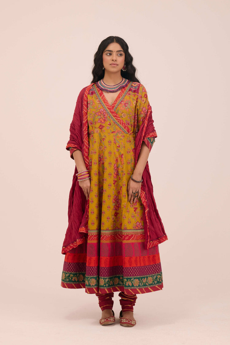 Crinkled Cotton Dupatta Red