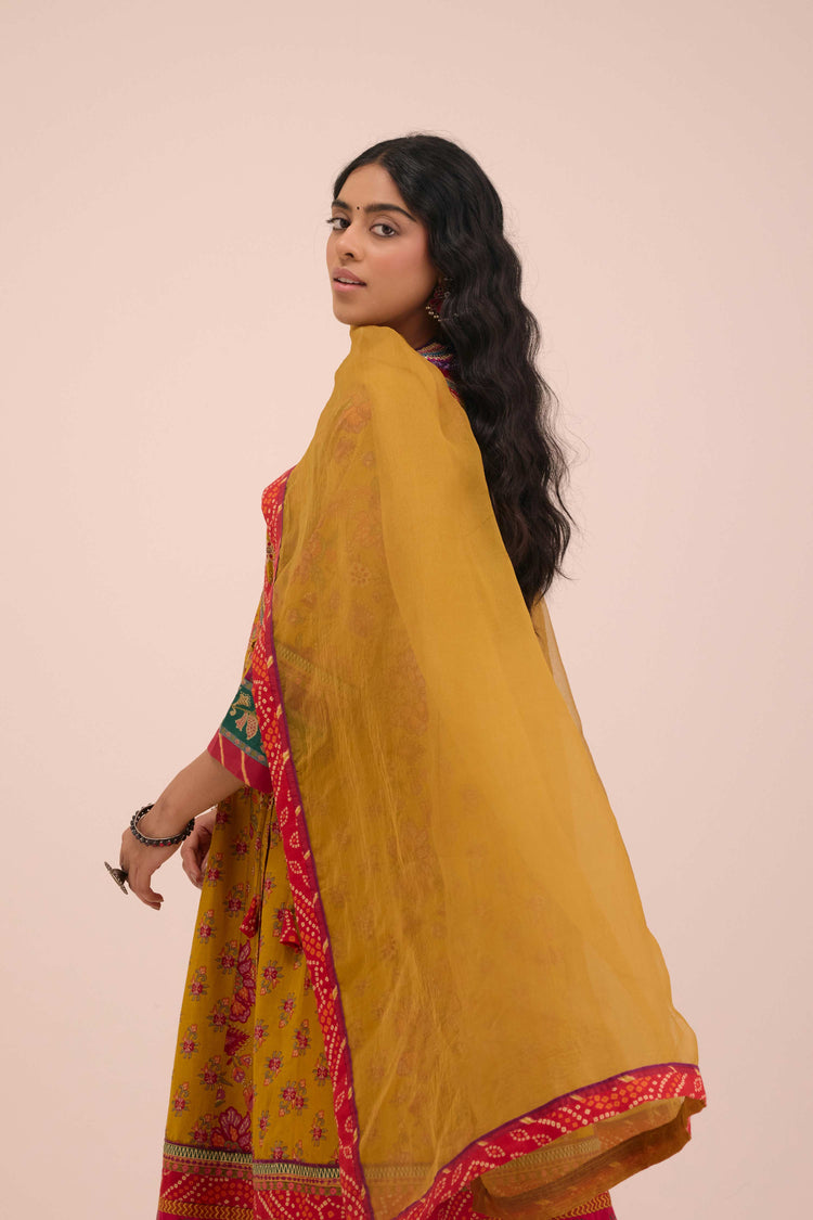 Medh Treated Chiffon Dupatta Mustard