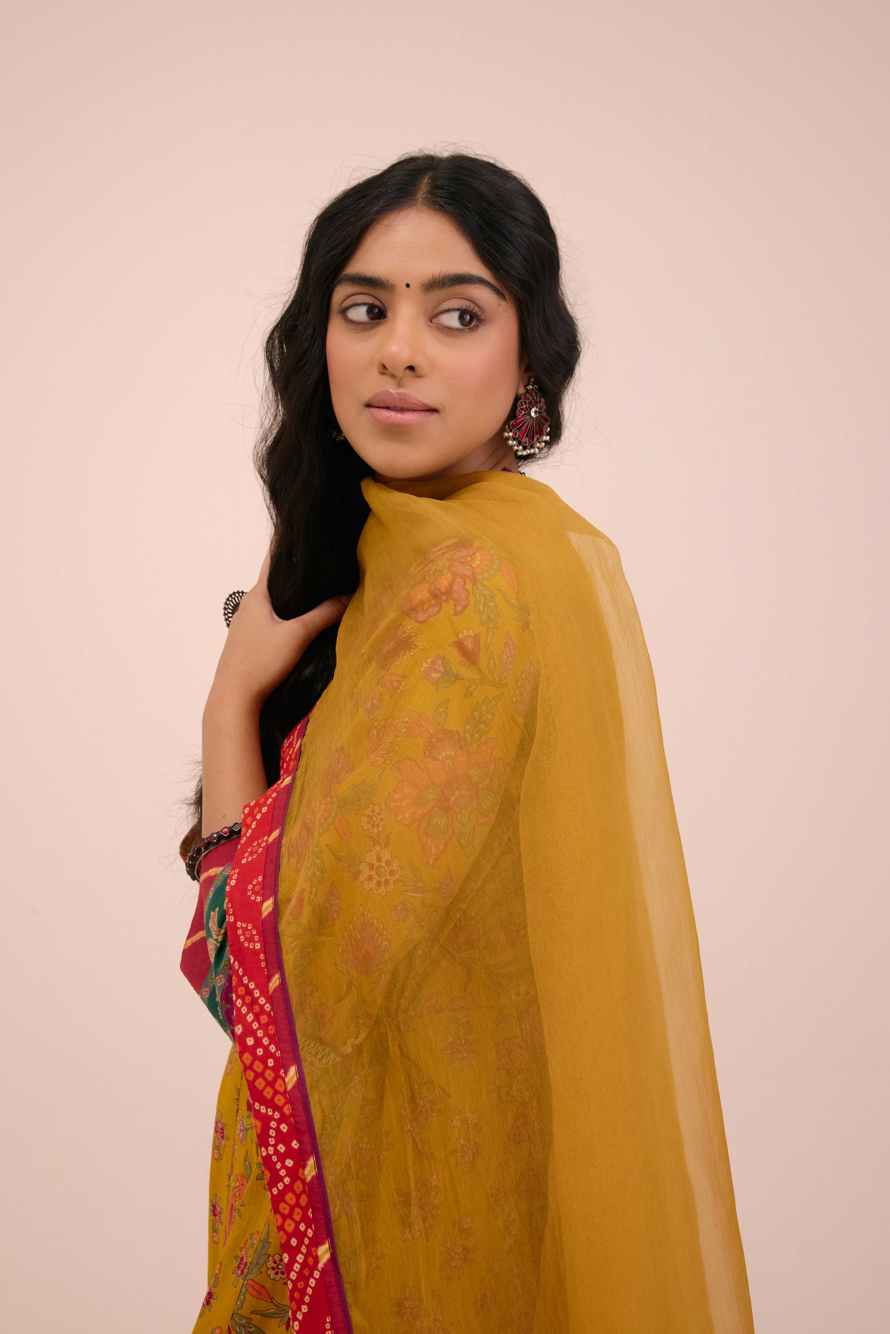 Nargis Cotton Printed  Angrakha Anarkali Mustard