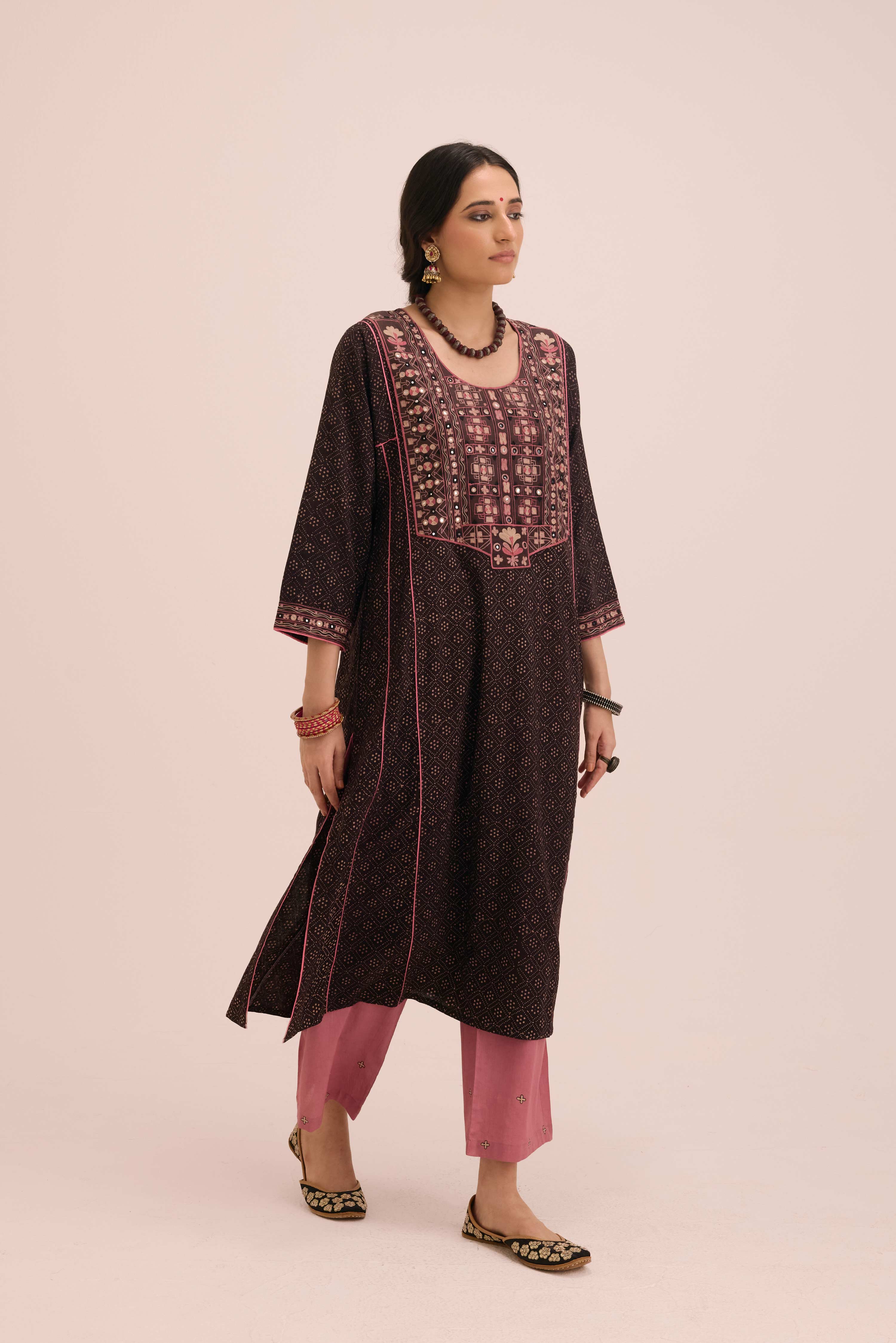 Straight Embroidered Cotton Pant Light Pink