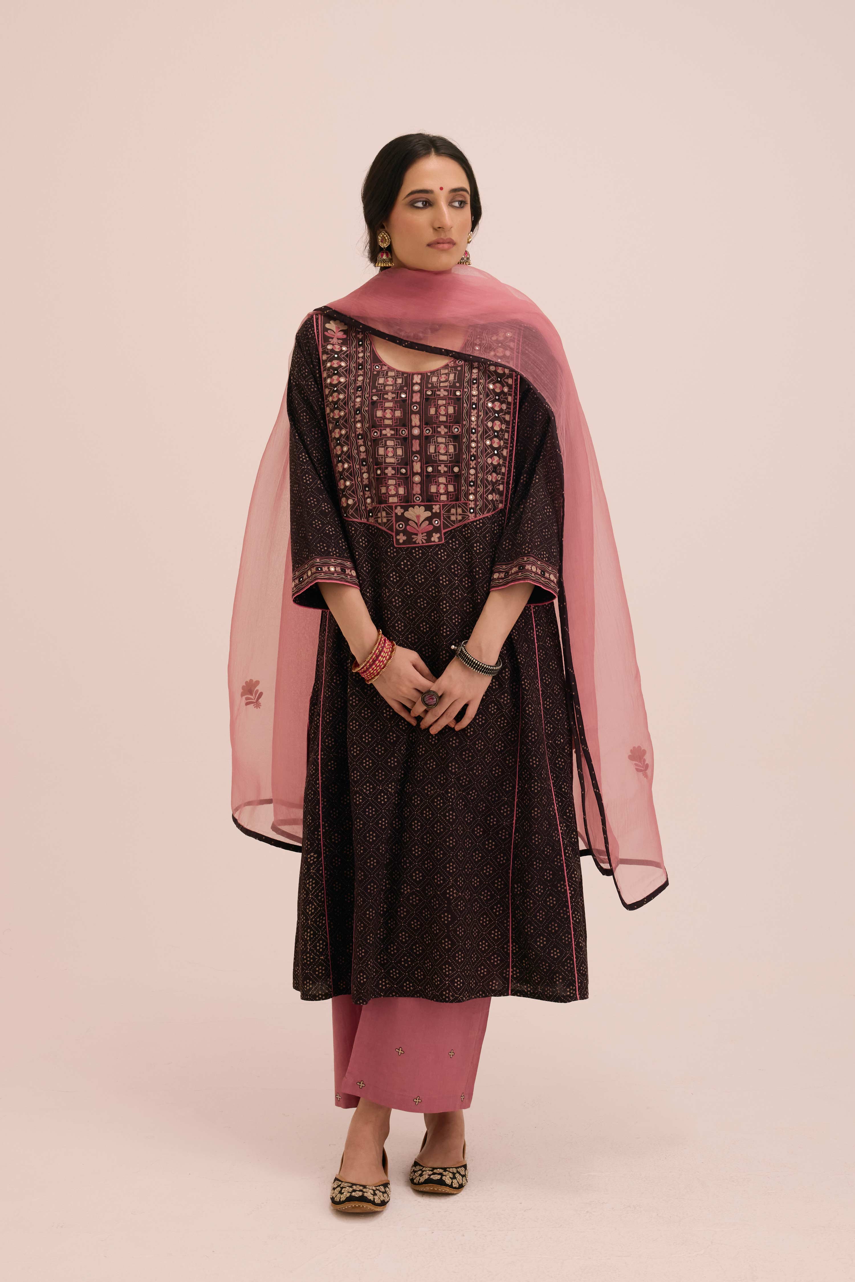 Straight Embroidered Cotton Pant Light Pink