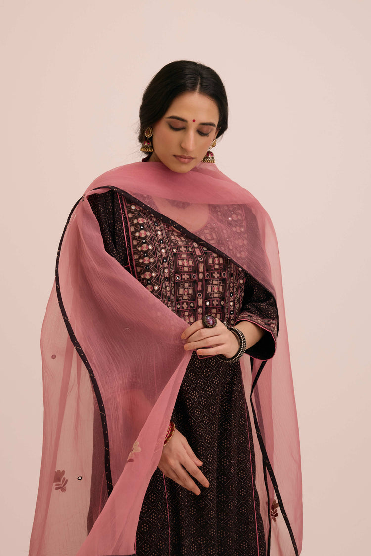 Embroidered Treated Chiffon Dupatta Blush Pink
